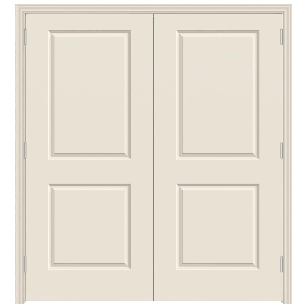 JELD-WEN 60-in x 80-in Primed Hollow core 2-panel square Universal Smooth Primed Molded composite Split Jamb Double Prehung Interior Door 356 Casing -  JWPRO252700082