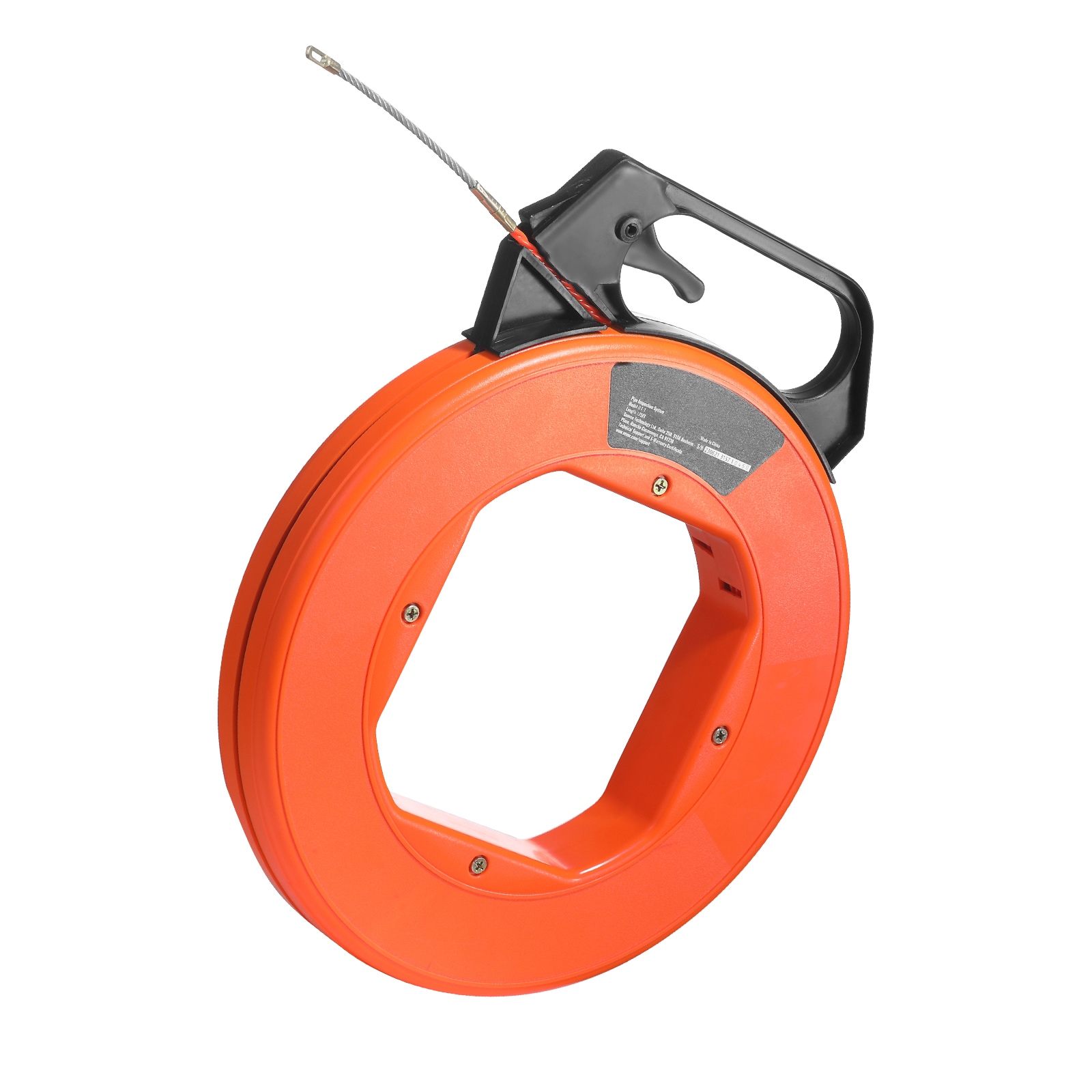 GIVIMO Fish Tape 125-ft 3/16-in PET Wire Puller Non-Conductive Cable Pulling Tool with ABS Optimized Housing Thumb Lock Brake and Nickel-Plated Steel Leader for Walls Conduit