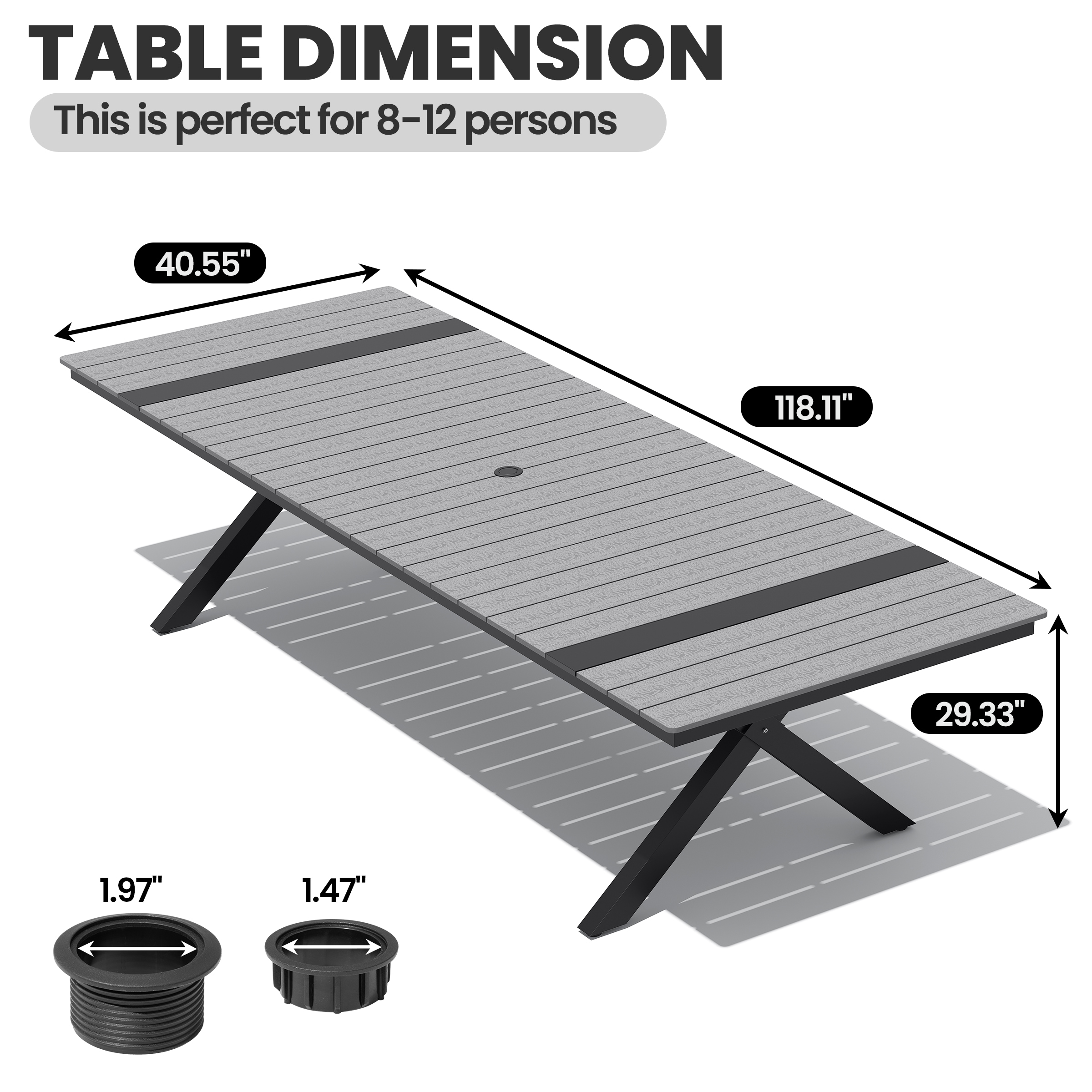 Crestlive Products CL-TB063DGY300 Patio-Tables - View #3