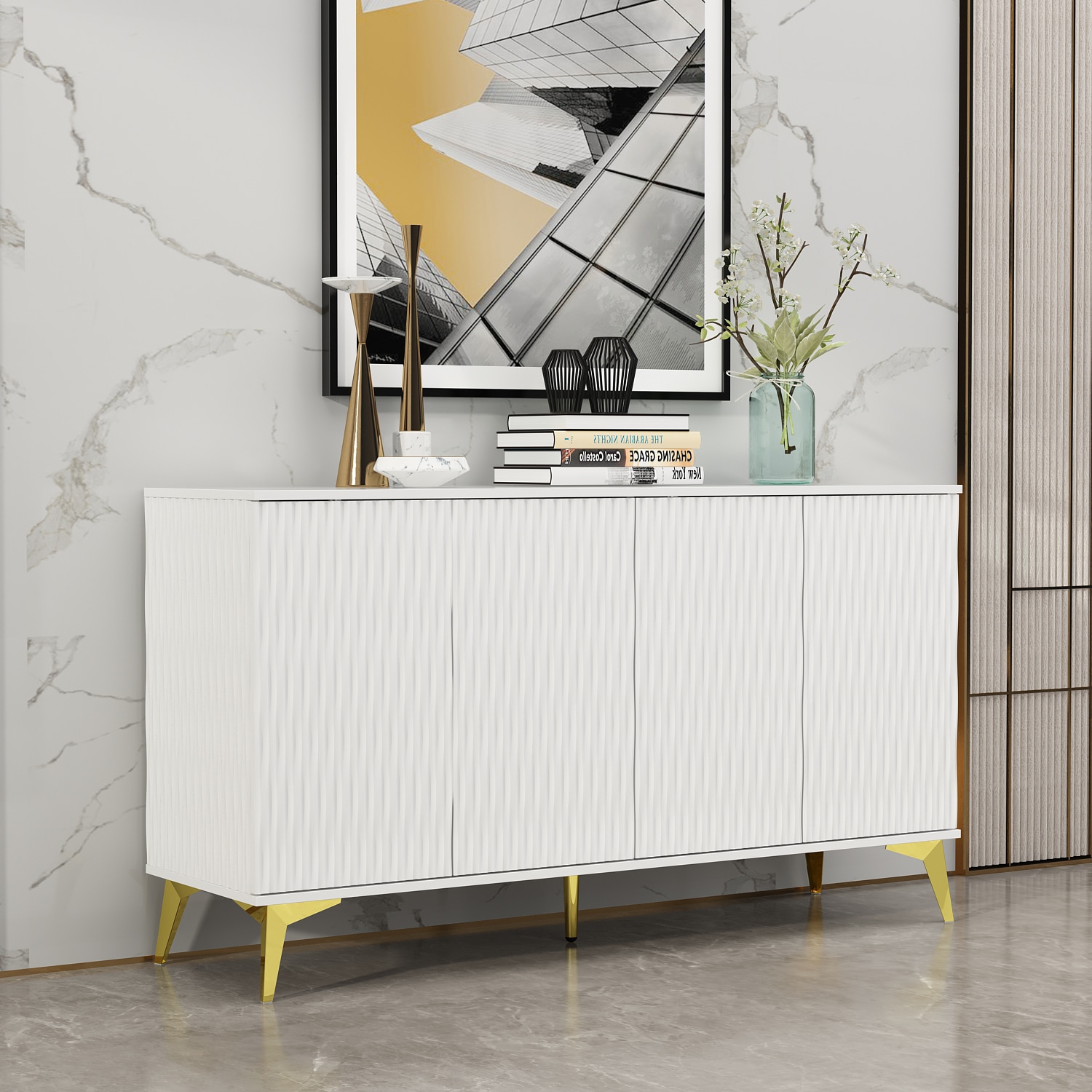 FUFU&GAGA Contemporary/Modern White Sideboard in the Dining & Kitchen ...