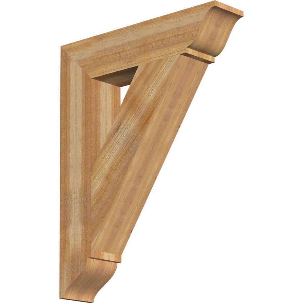 Ekena Millwork BKT06X28X36TRA01RWR Traditional traditional rough sawn 6-in x 28-in x 36-in Western red cedar Brown Wood Standard bracket