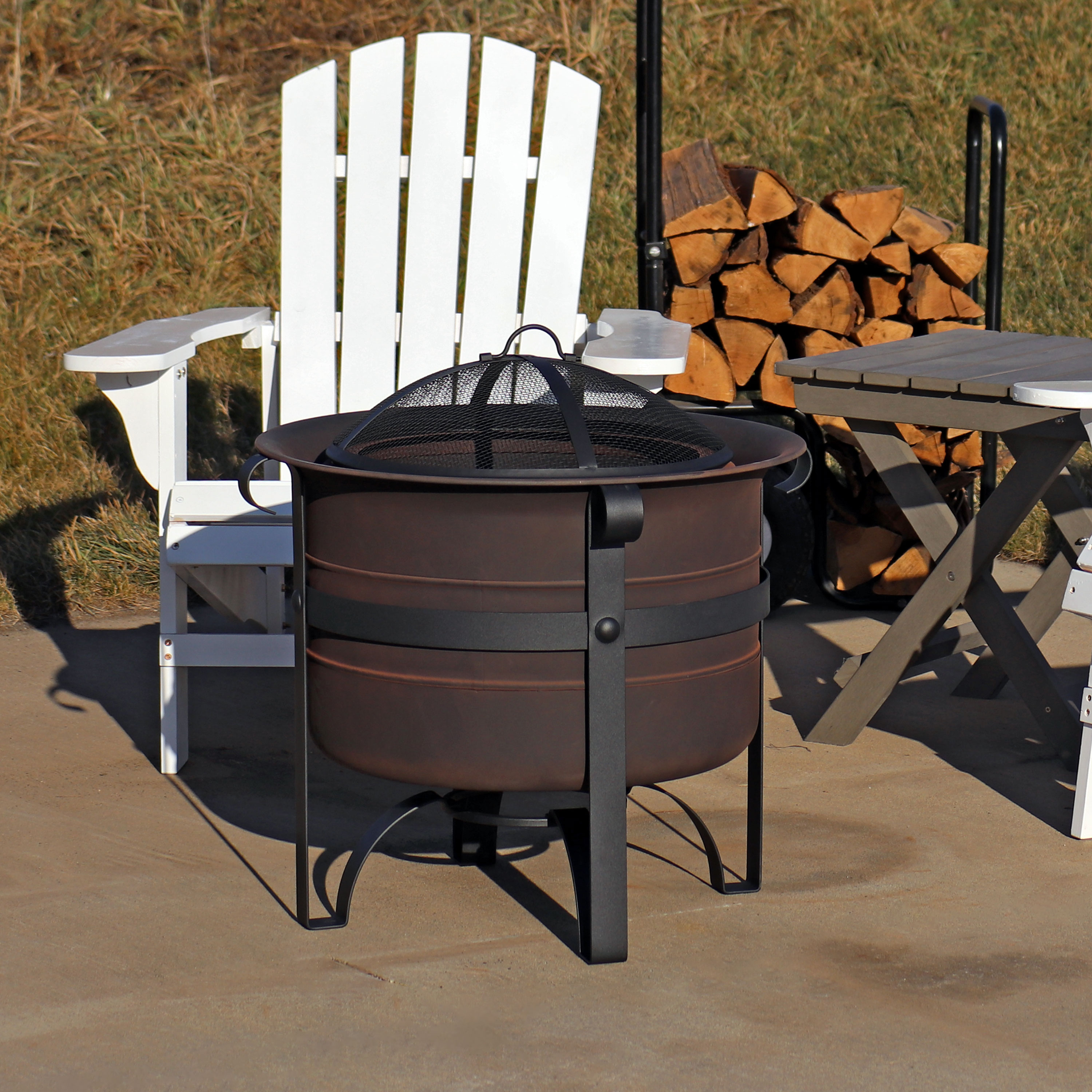 Sunnydaze Decor NB-052-004 23-in W Bronze Steel Wood-Burning Fire Pit