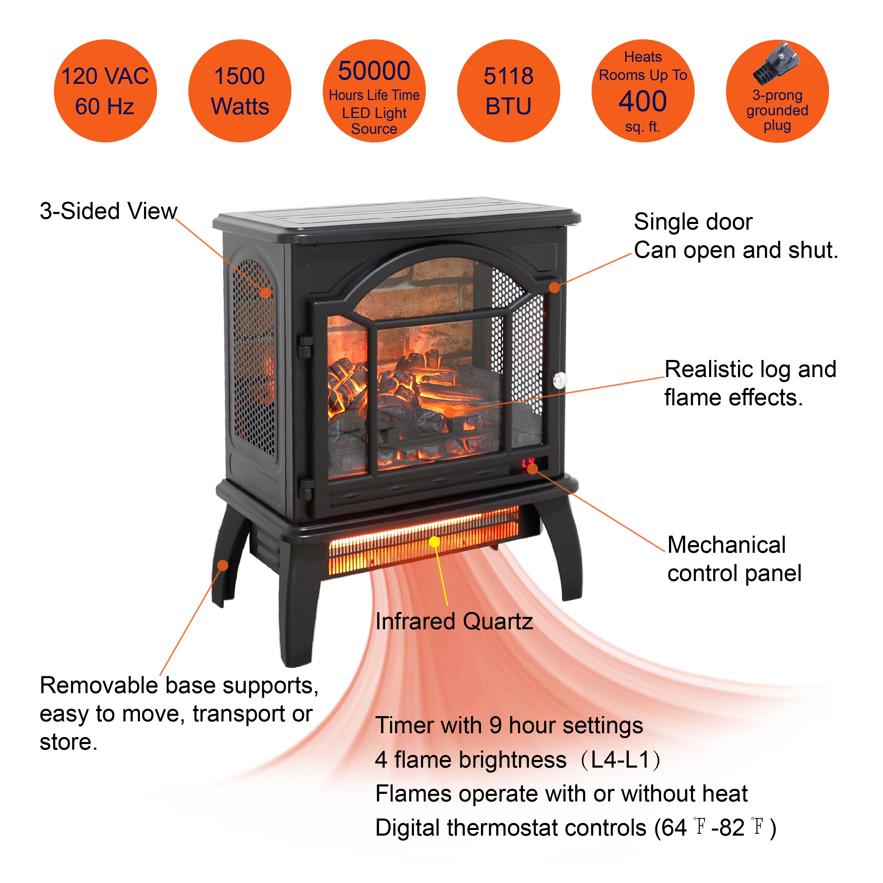 Mondawe MA-CE18698 Electric-Fireplaces - View #3