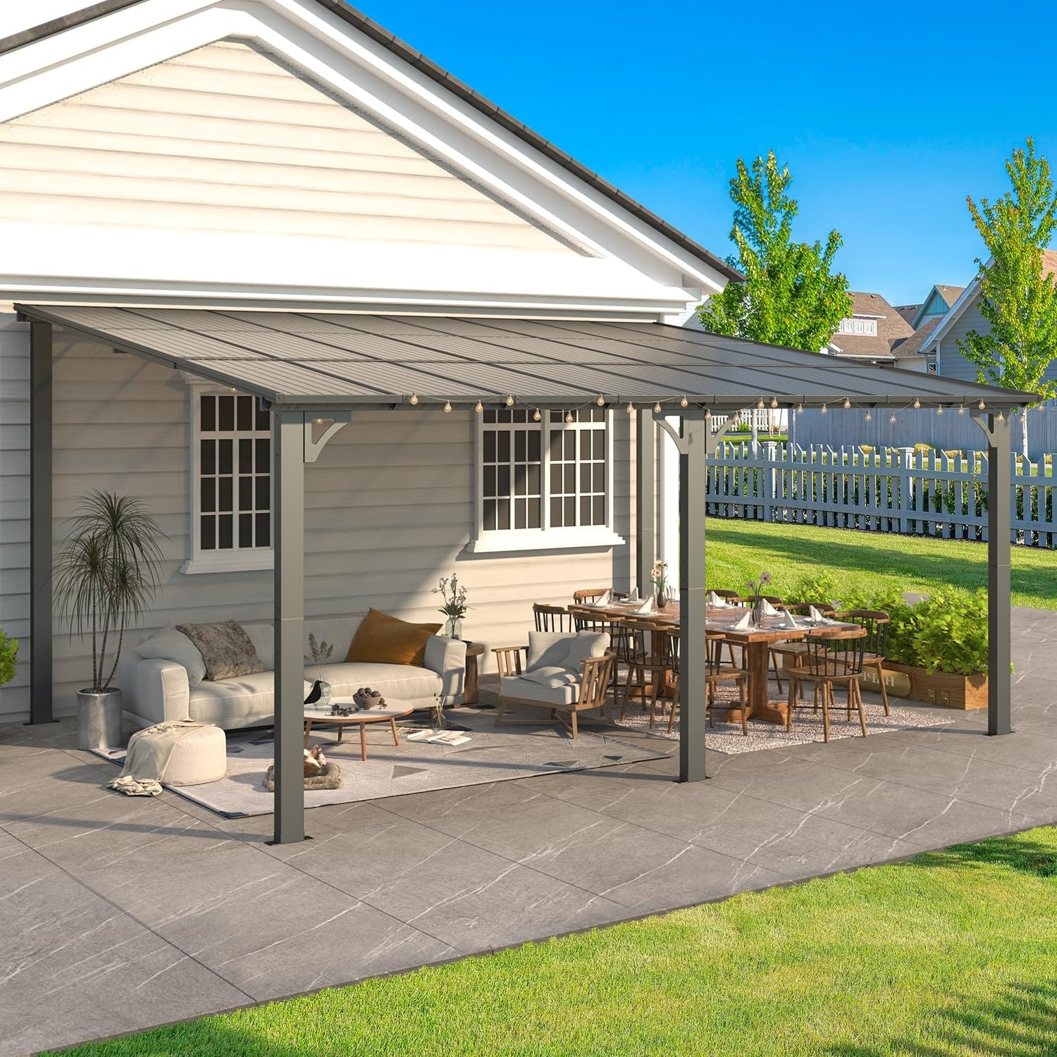 AECOJOY 16414BK-LS01 16-ft x 12-ft Gazebos Black Gazebo with Hardtop Roof
