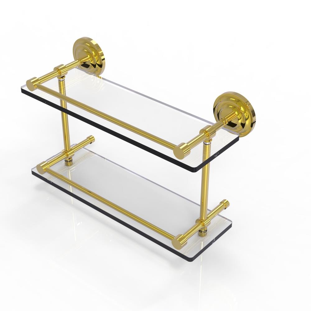 Allied Brass Que New Polished Brass 2 Tier Brass Wall Mount Bathroom Shelf In The Bathroom 9434