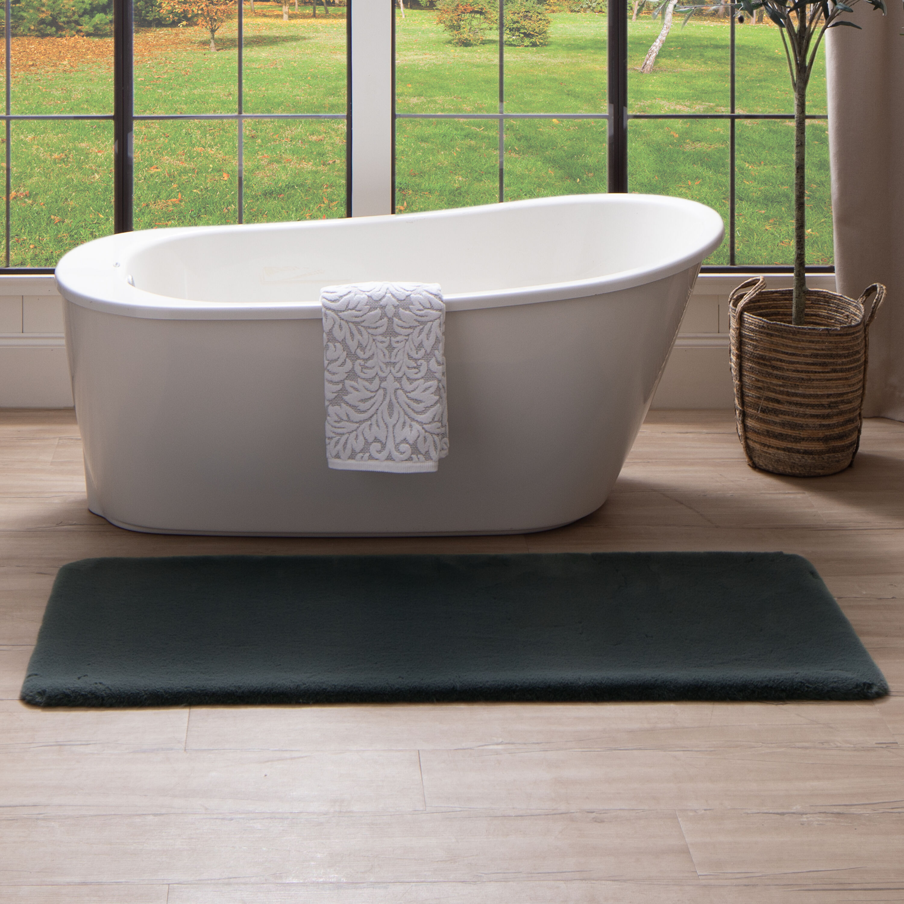 allen + roth 24-in x 60-in Taupe Cotton Bath Mat in the Bathroom Rugs & Mats  department at
