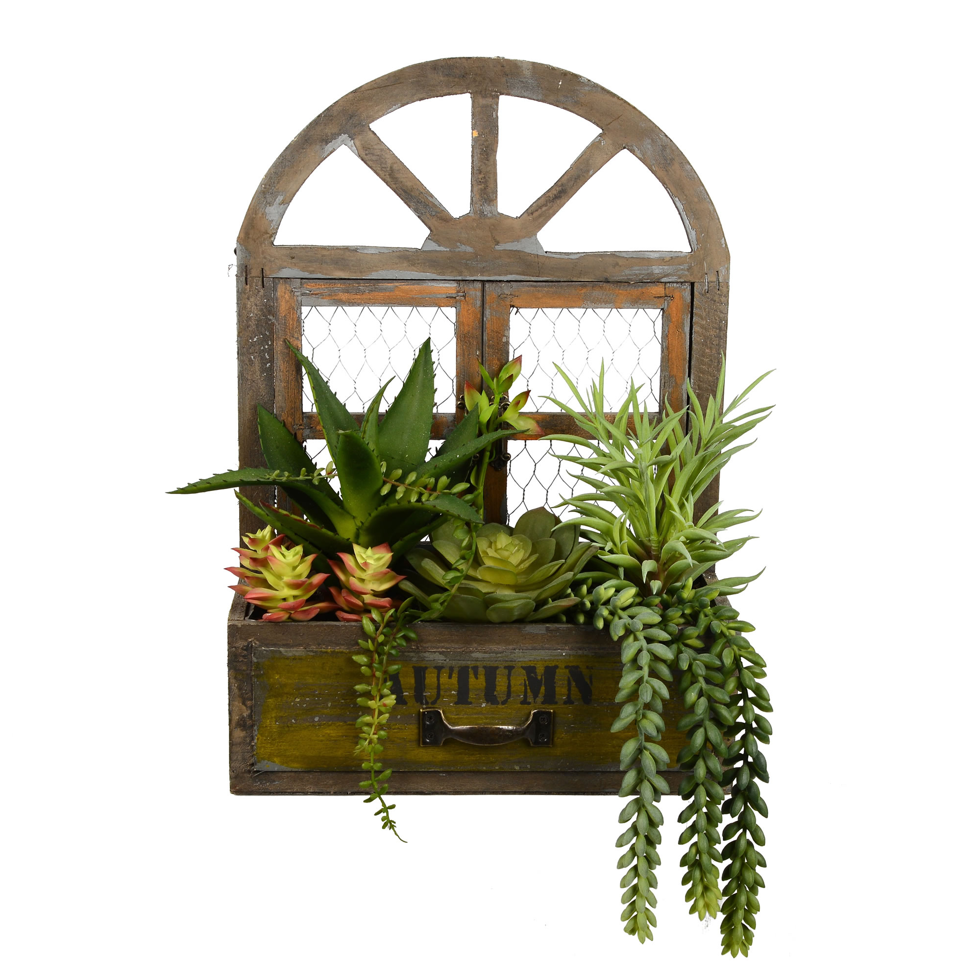 Vickerman FH180901 16-in Green Indoor Hanging Succulent Artificial Plant