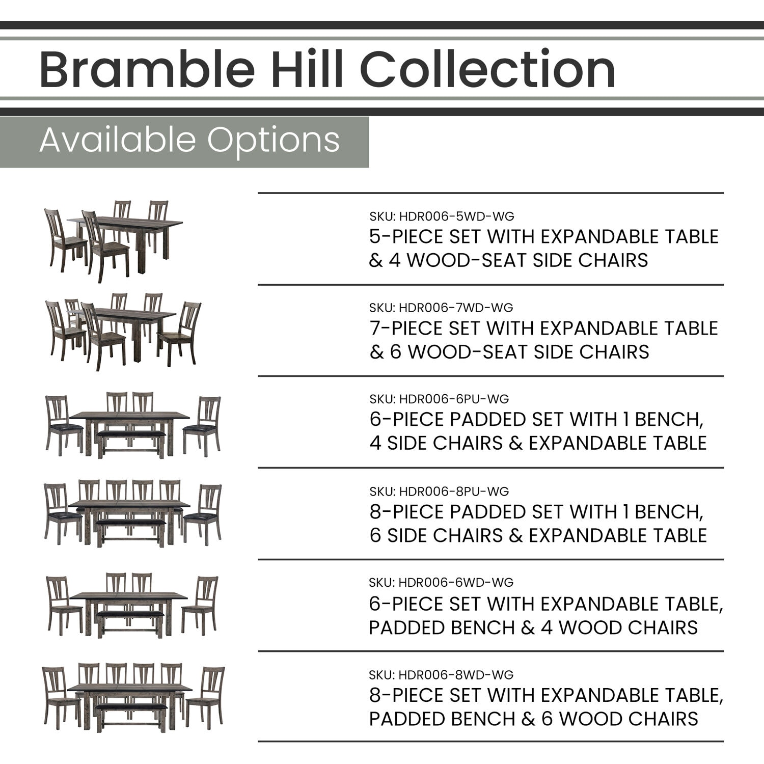 Hanover HDR006-5WD-WG Dining-Sets - View #4