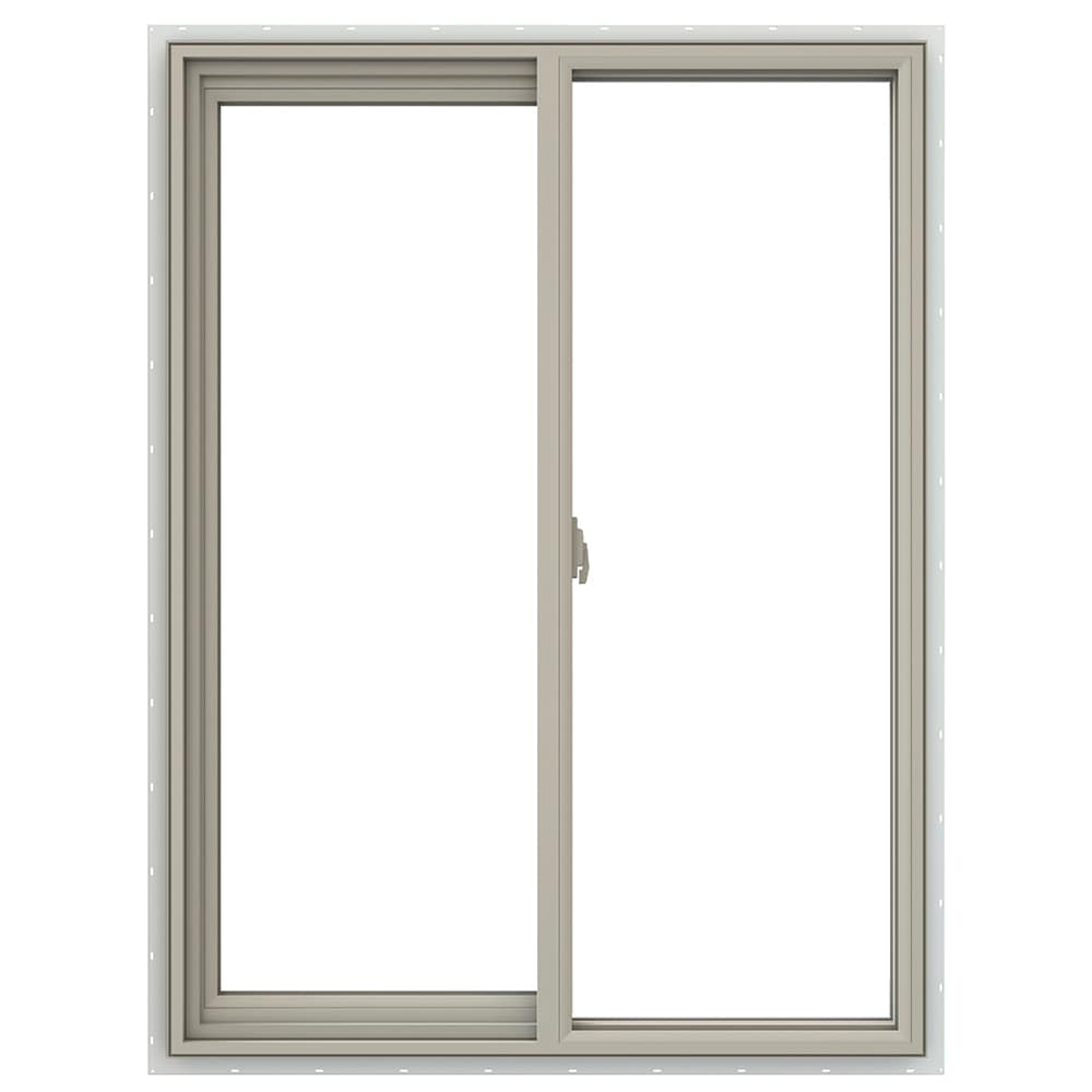 JELD-WEN LOWOLJW138500678 V-2500 35-1/2-in x 47-1/2-in Desert Sand Exterior Desert Sand Interior Left-Handed Vinyl Sliding Window Annealed Glass (Full Screen Included)