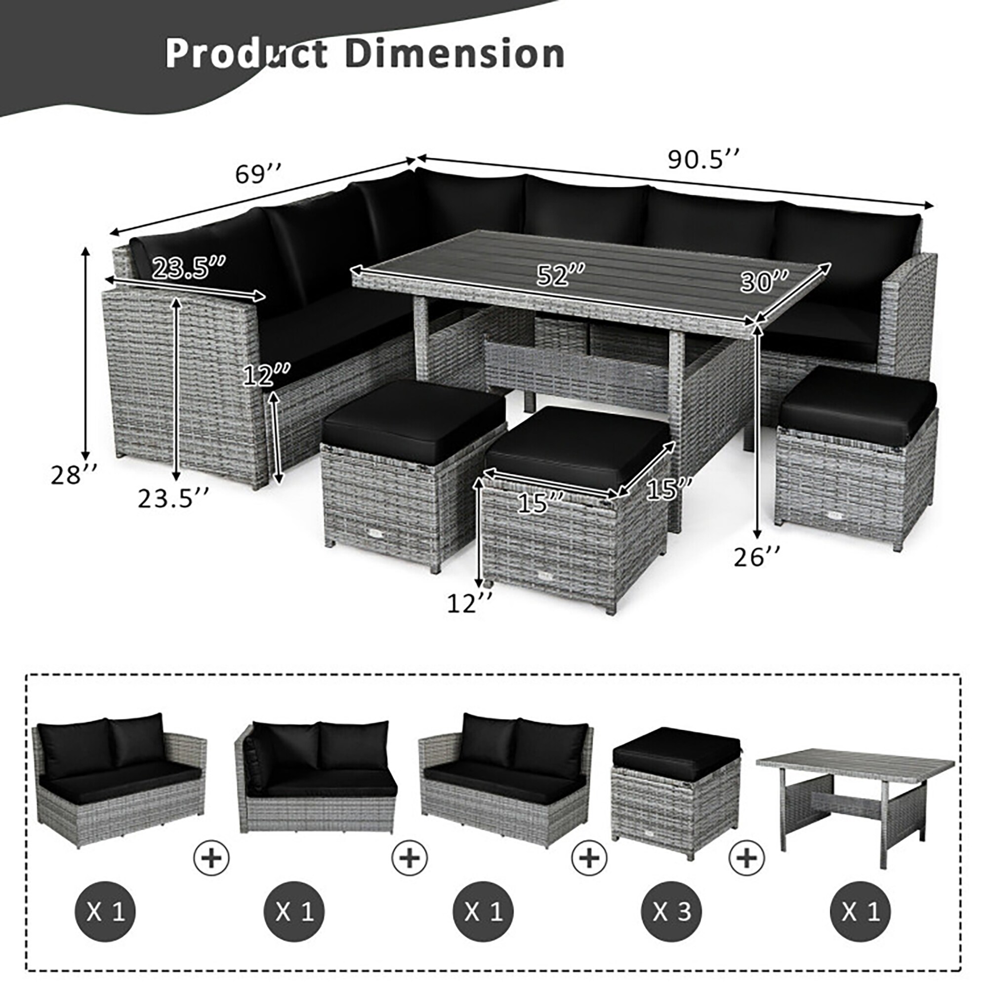 Forclover HYFL-90BK Patio-Conversation-Sets - View #3