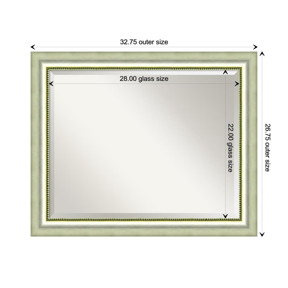 Vegas Burnished Silver Rectangular Wood Framed Vanity Mirror