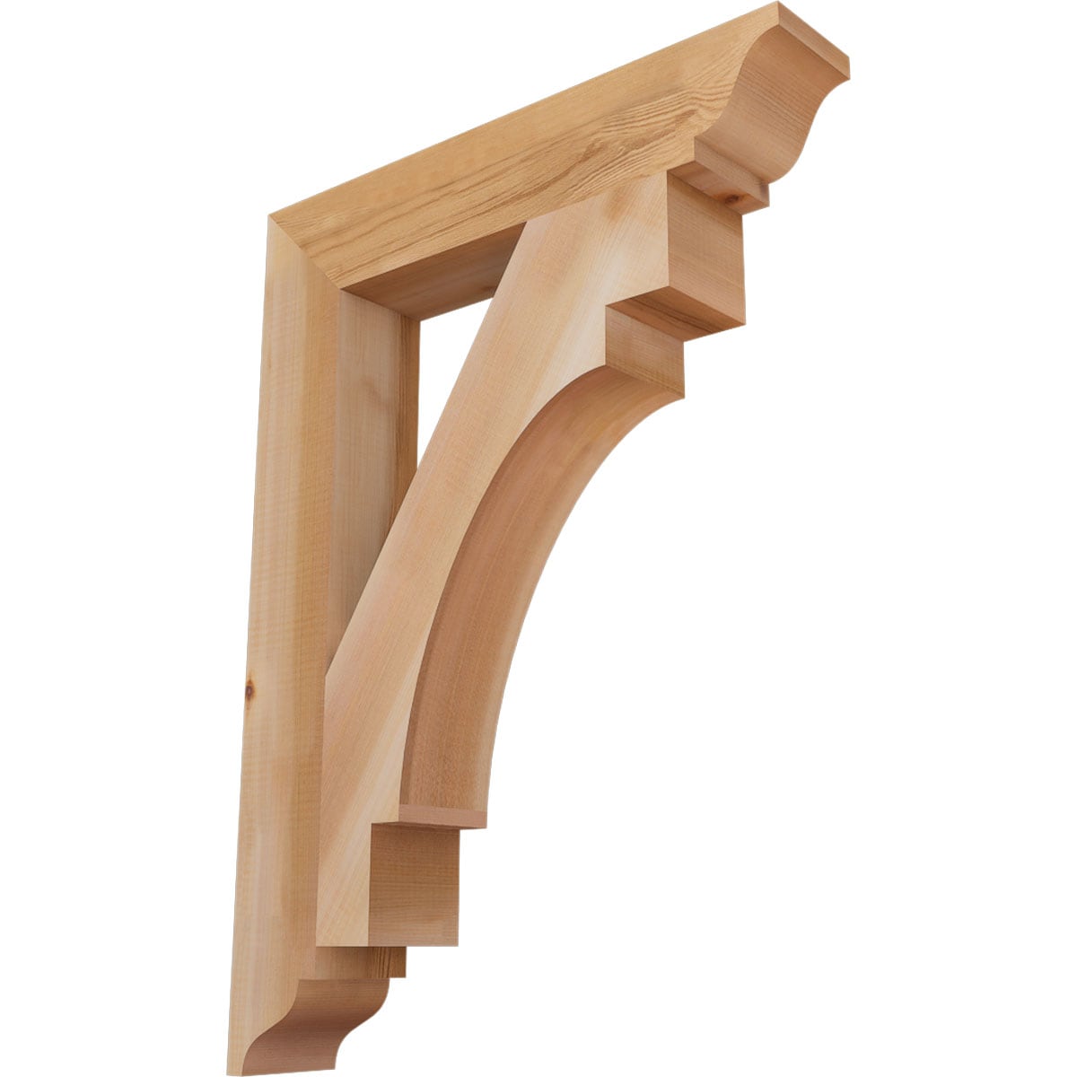 Ekena Millwork BKT04X22X30MRC01SWR Merced traditional smooth 3-1/2-in x 22-in x 30-in Western red cedar Brown Wood Standard bracket
