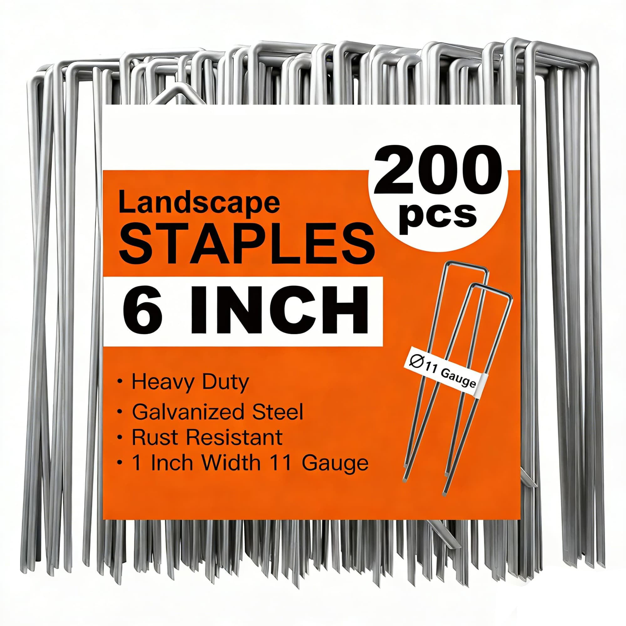 Etokfoks -  200 Pack 6 Inch Landscape Staples 11 Gauge Galvanized Steel Heavy Duty