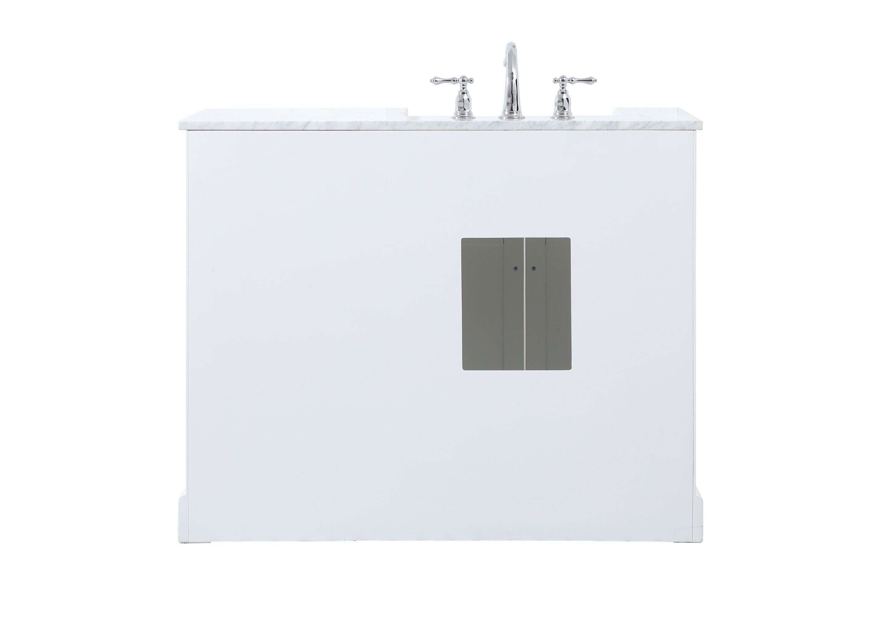 White Solid Wood and MDF Single Bathroom Vanity with Carrara Marble Top