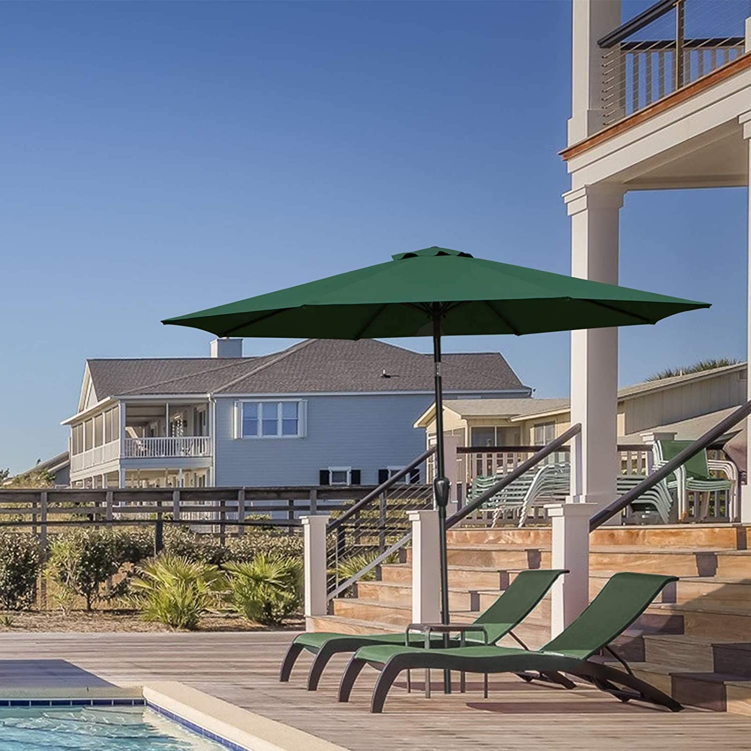 EXTRAUP YHLW113452476 9-ft Aluminum Green Market Patio Umbrella