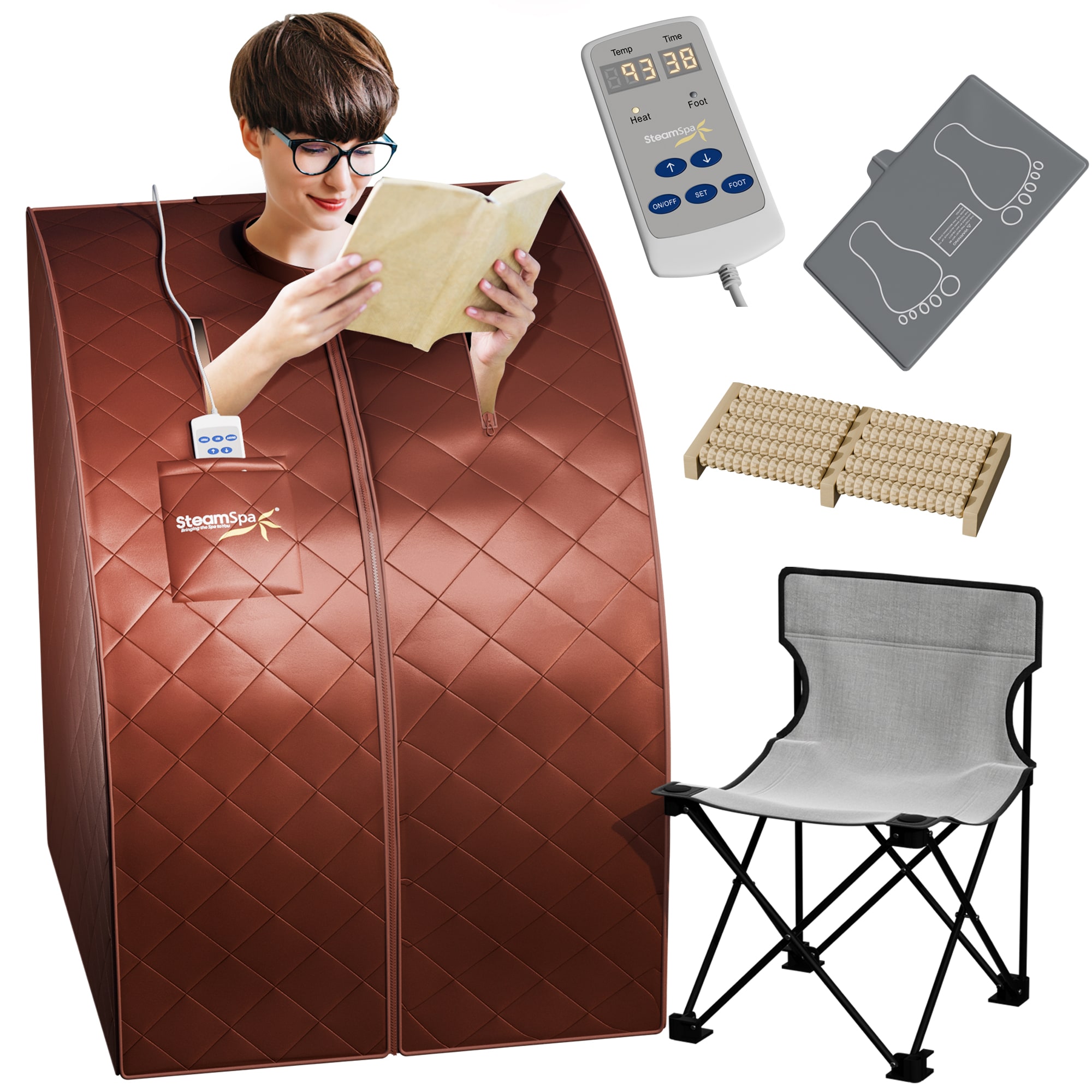 SteamSpa SP-SS0002-1P 40.55-Inches H x 31.49-Inches W x 33.07-Inches D Infrared sauna
