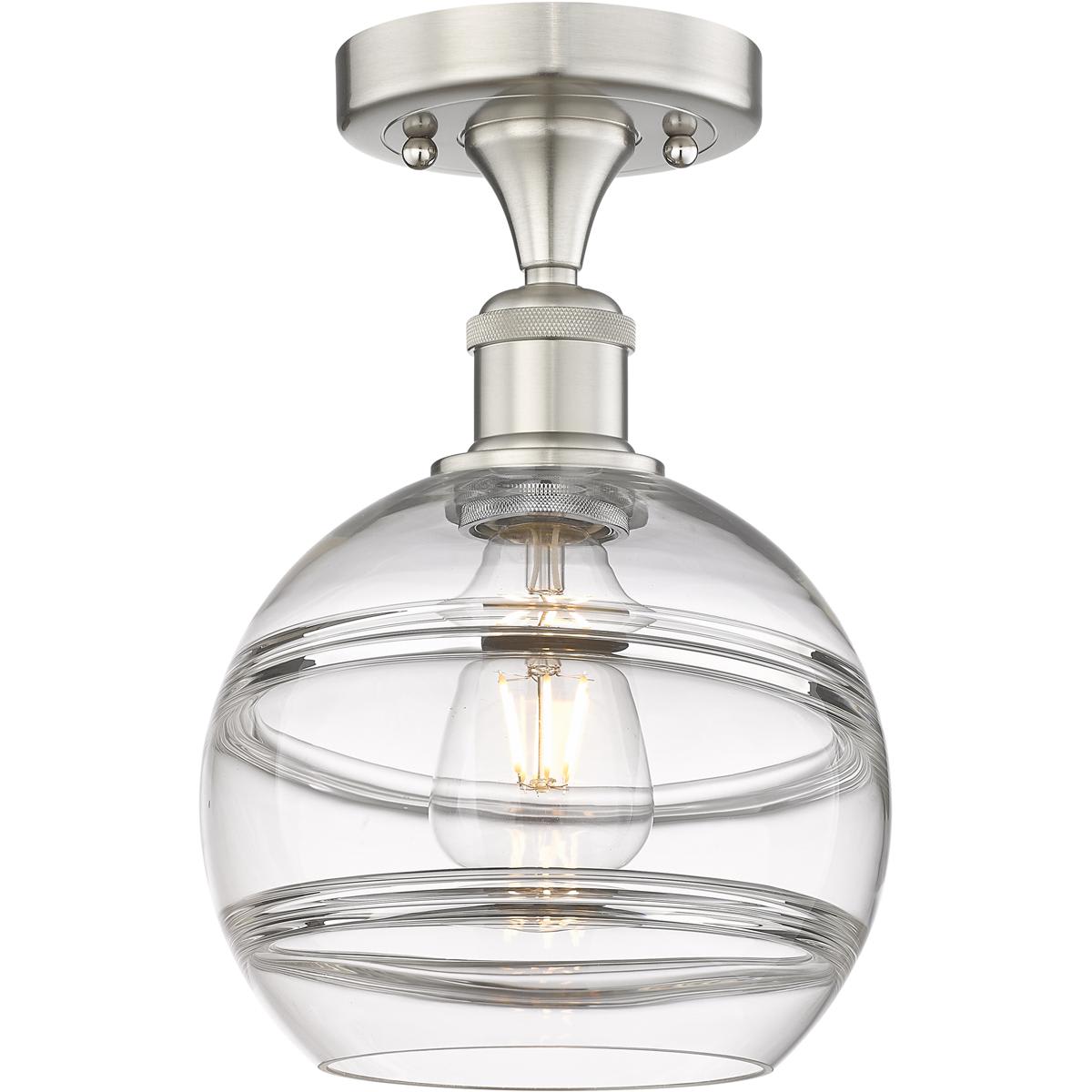 Innovations Lighting 2675005 616-1F-SN-G556-8CL Edison Rochester Semi-Flush Mount