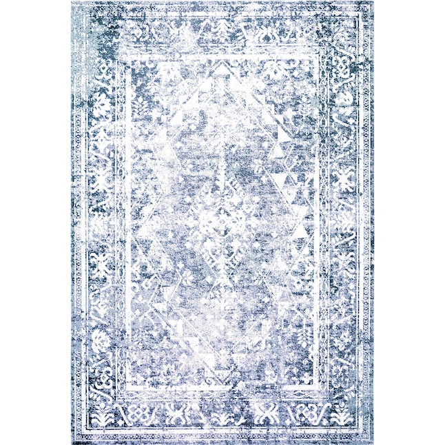 Nicole Miller Patio Sofia Ivy 5 X 7 Navy Blue Indoor Outdoor Geometric Area Rug In The Rugs Department At Lowes Com