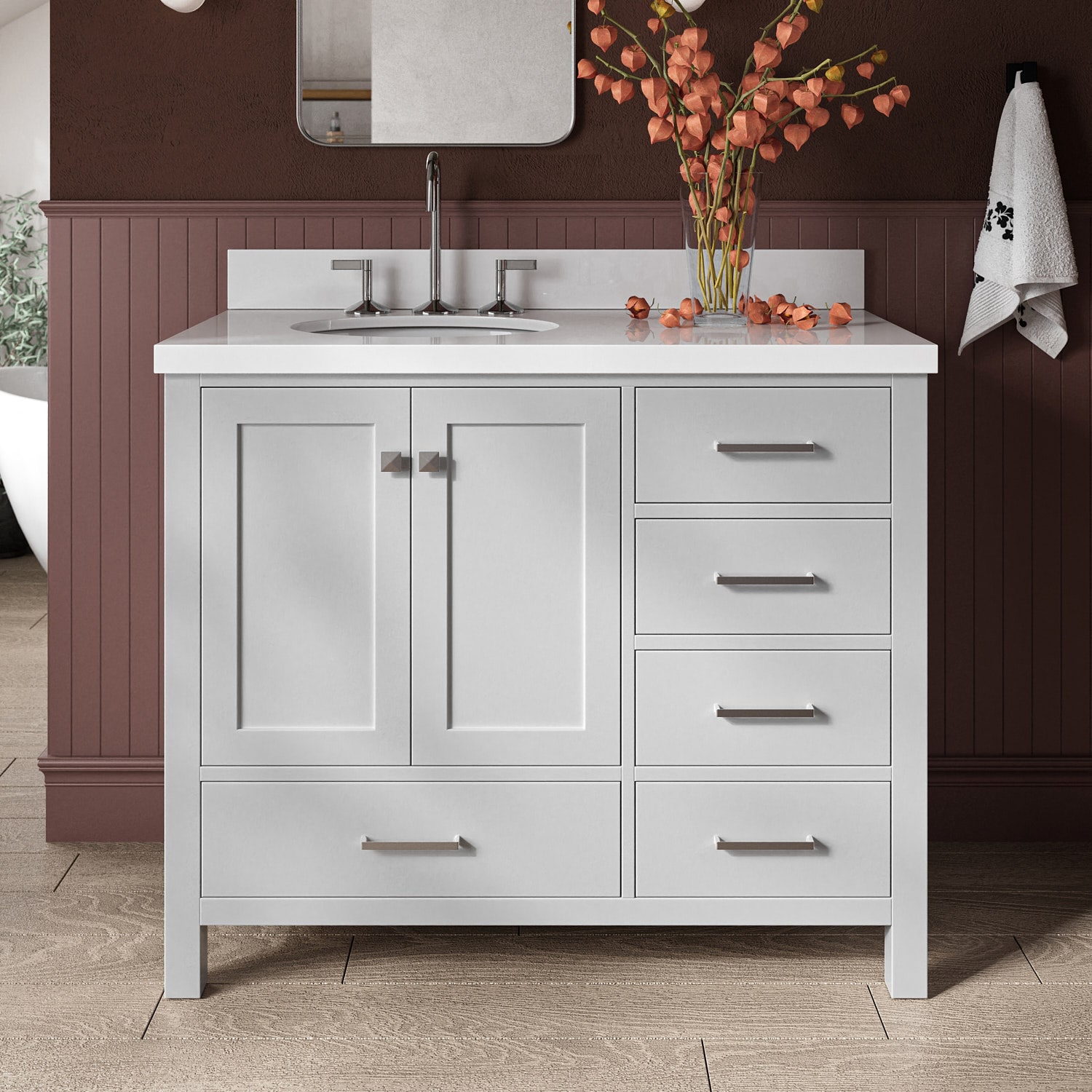 ARIEL A043SLWQOVOGRY Cambridge 43-in Gray Undermount Single sink Bathroom Vanity with Pure White Quartz Quartz Top