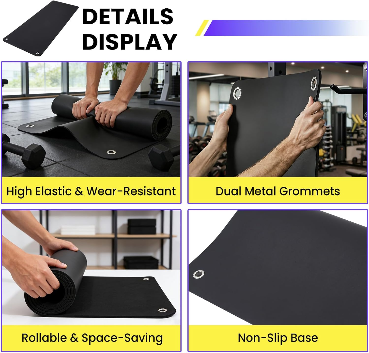 GAOMON PVC Hanging Exercise Mat - 5mm Thick Wall Mounted Fitness Mat ...