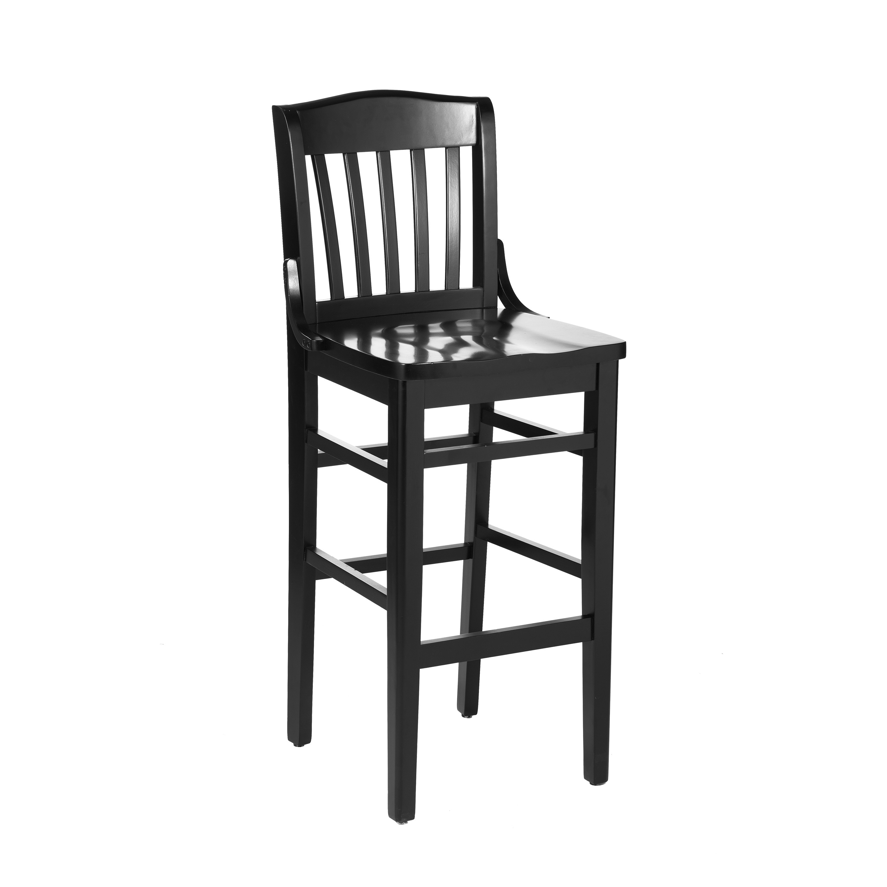 Flash Furniture - HERCULES School House Back Black Wood Restaurant Barstool