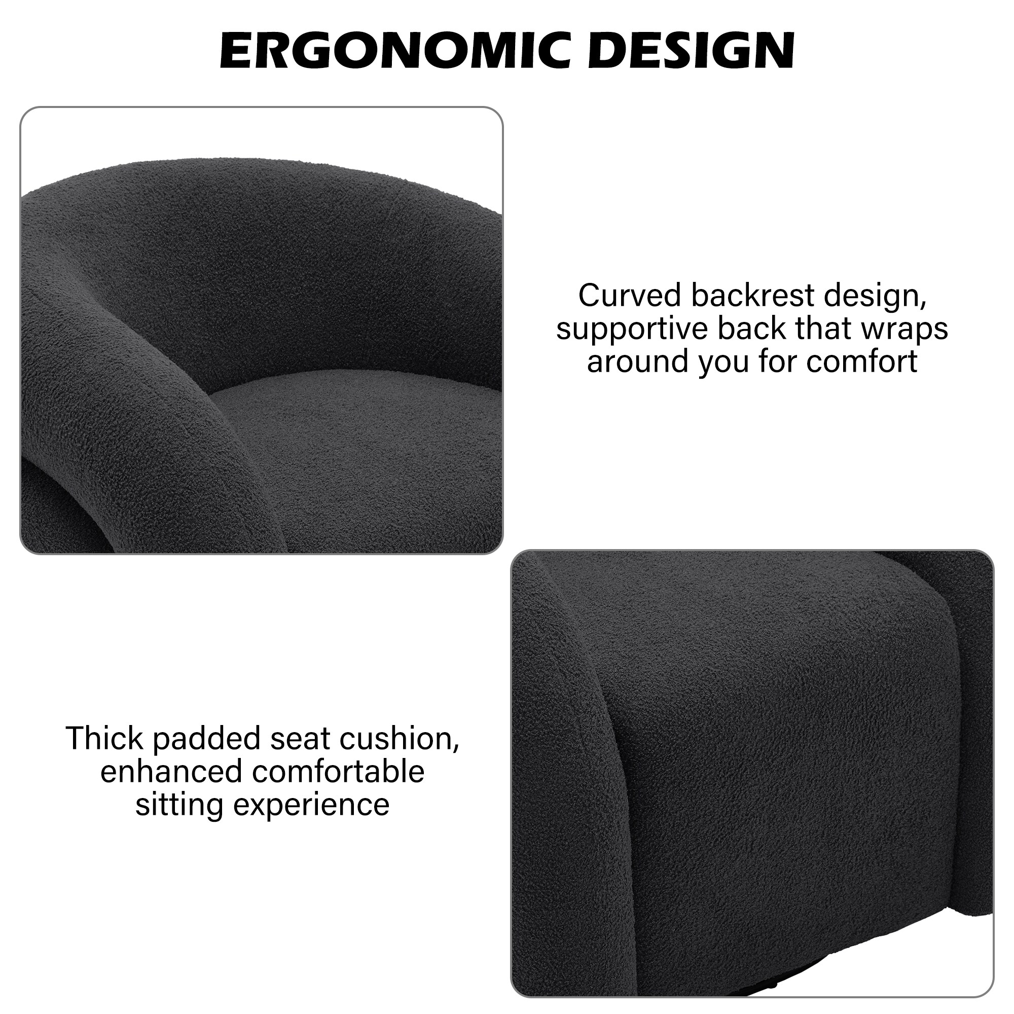 Dreamsidea Boucle Accent Chair - 360 Degree Swivel Chair with Solid ...