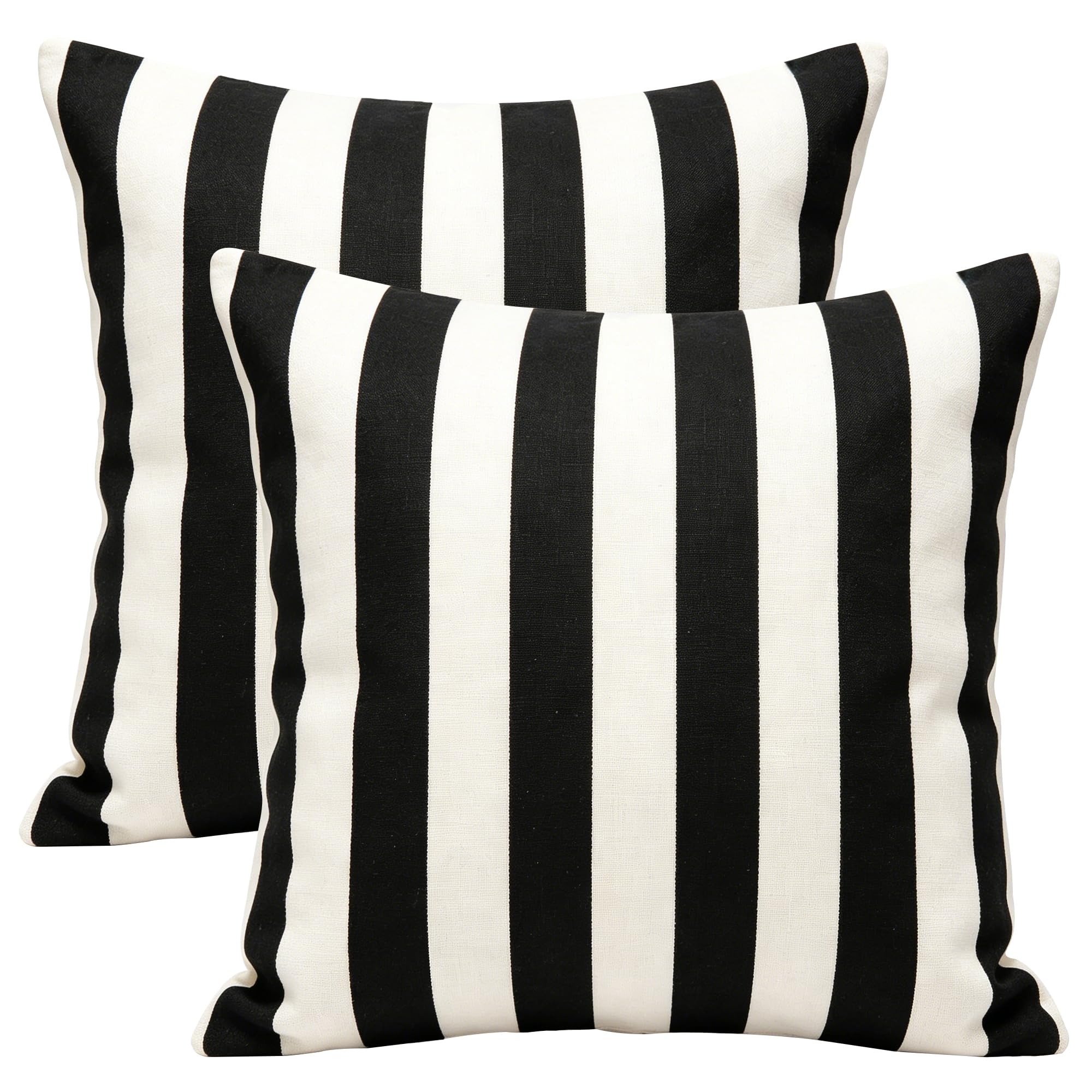 Yichuhaoxi  Waterproof Throw Pillow Covers Set of 2 Twenty Four by Twenty Four Inch Black and White Stripes Square Cushion Case Classic Cotton