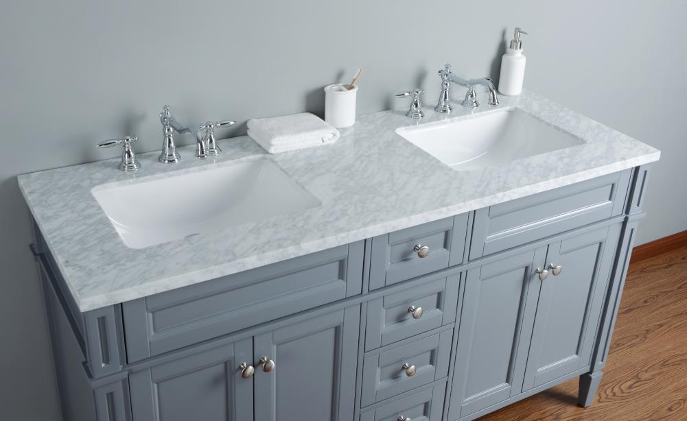 Stufurhome 60-in Gray Undermount Double Sink Bathroom Vanity with ...