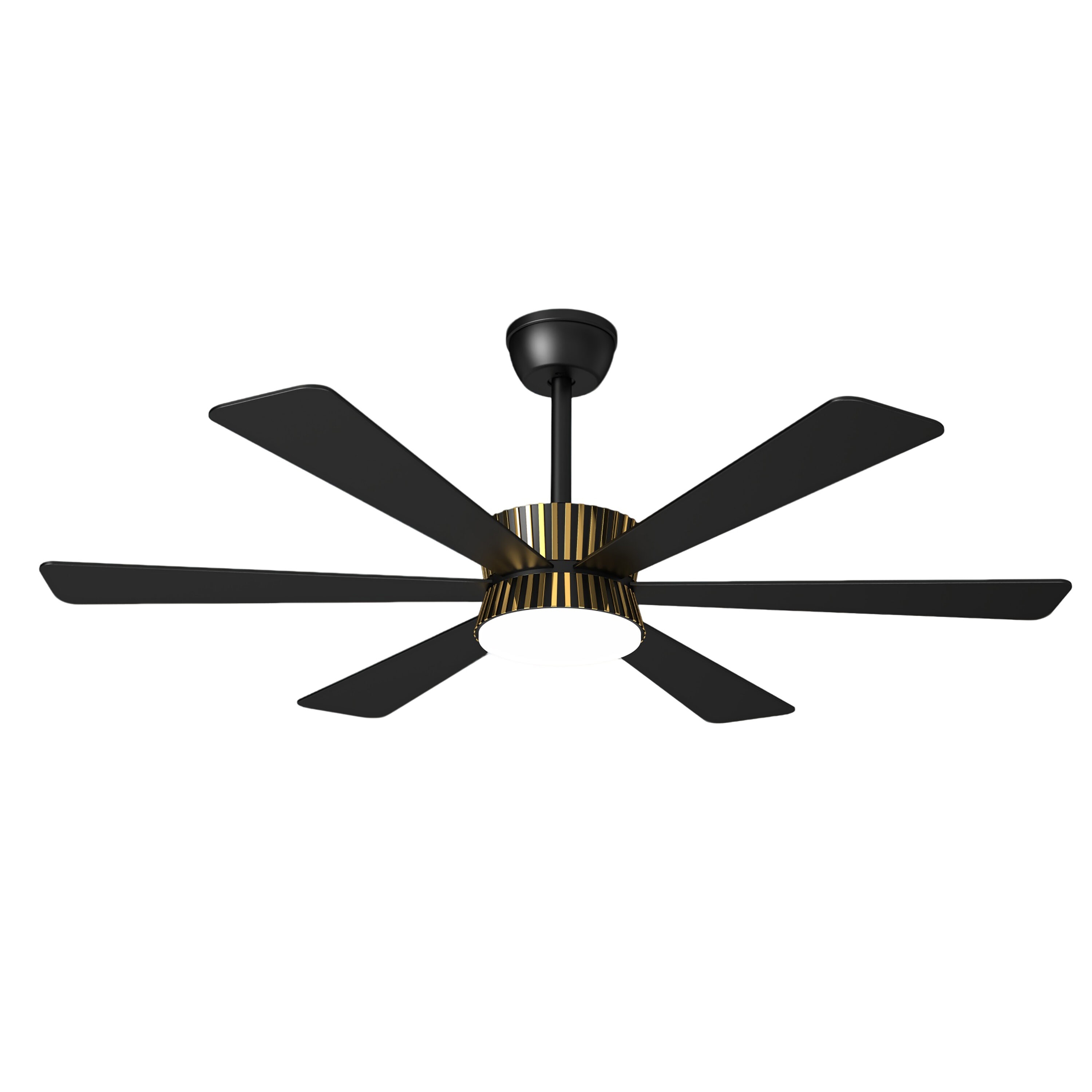 Cusp Barn CS52P18 52-in Color-Changing Integrated LED Black with Wood Blades Chandelier Ceiling Fan With Light - Remote Included ( 6 -Blade )