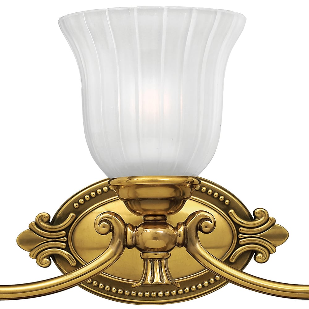 Francoise Burnished Brass 3-Light Outdoor Vanity with Frosted Ribbed Glass