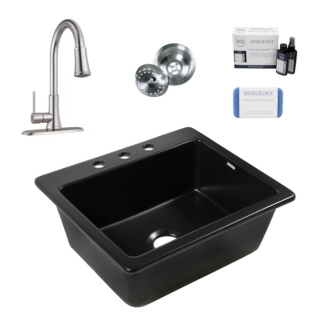 Drop-In Stainless Steel 25 in. 3-Hole Single Bowl Kitchen Sink Kit Drop-In Stainless Steel 25 in. 3-Hole Single Bowl Kitchen Sink Kit