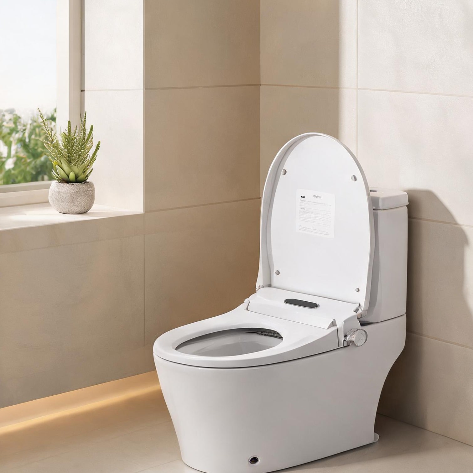 Naturefalls White finish smart bidet toilet seat with auto open/close and instant heating for elongated toilets