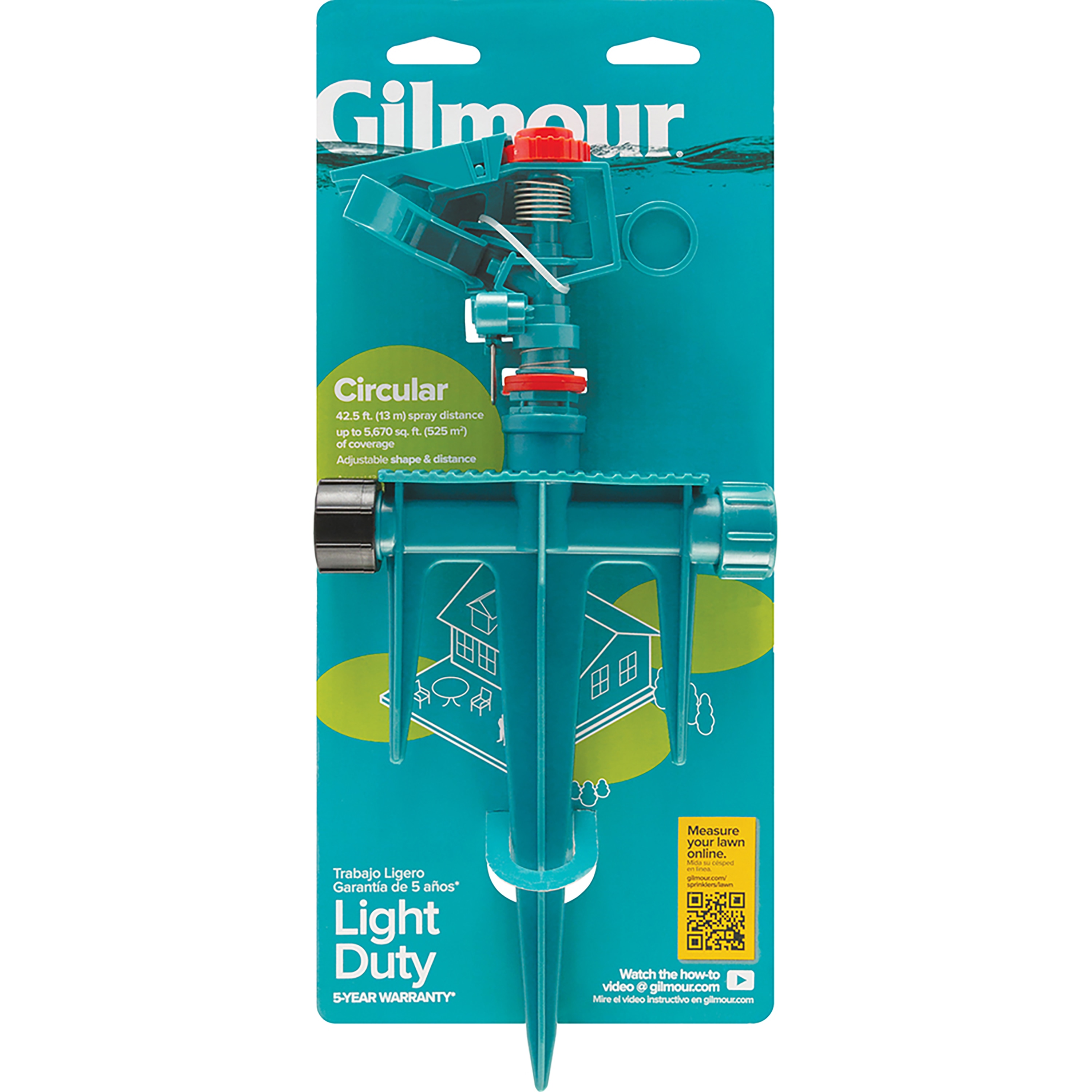 Gilmour 822003-1011 Light Duty Sprinkler 5670-sq ft Rotating Spike Lawn Sprinkler