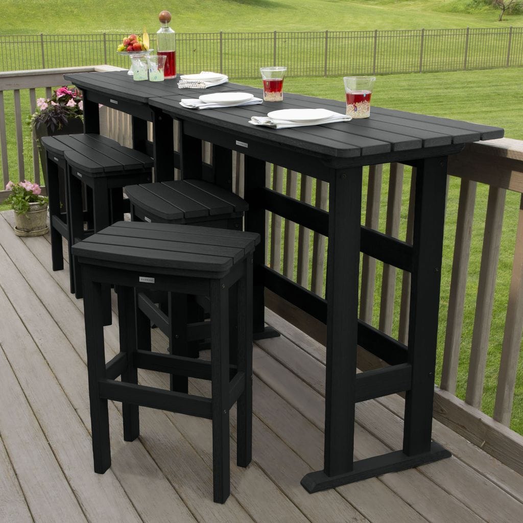 highwood AD-KITBALC201-BKE The Lehigh 6 -Piece Black Bar Height Patio Dining Set Plastic Rectangle Table with 4 Stationary Chairs