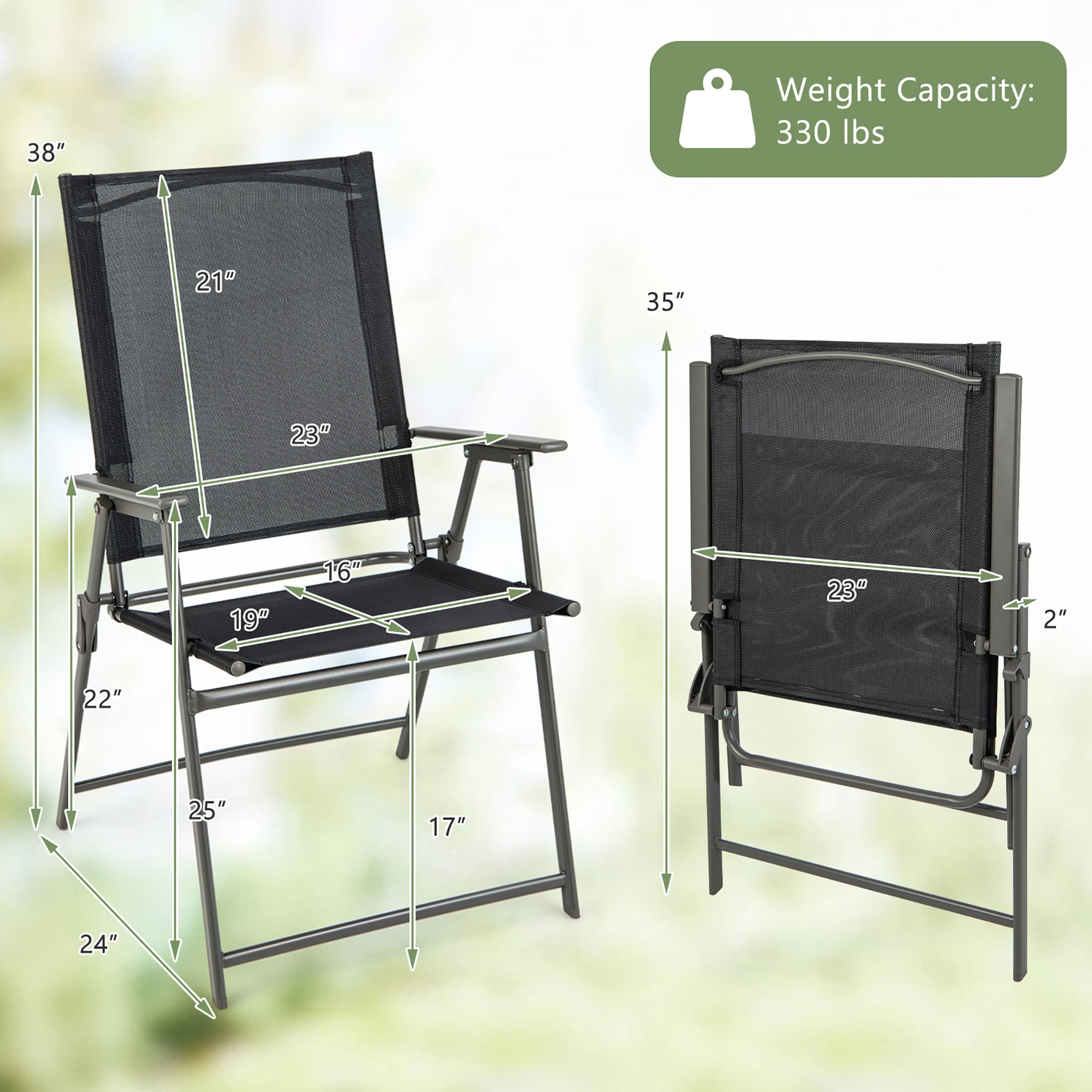 Costway 2 Black Metal Frame Stationary Balcony Chair with Gray Solid ...