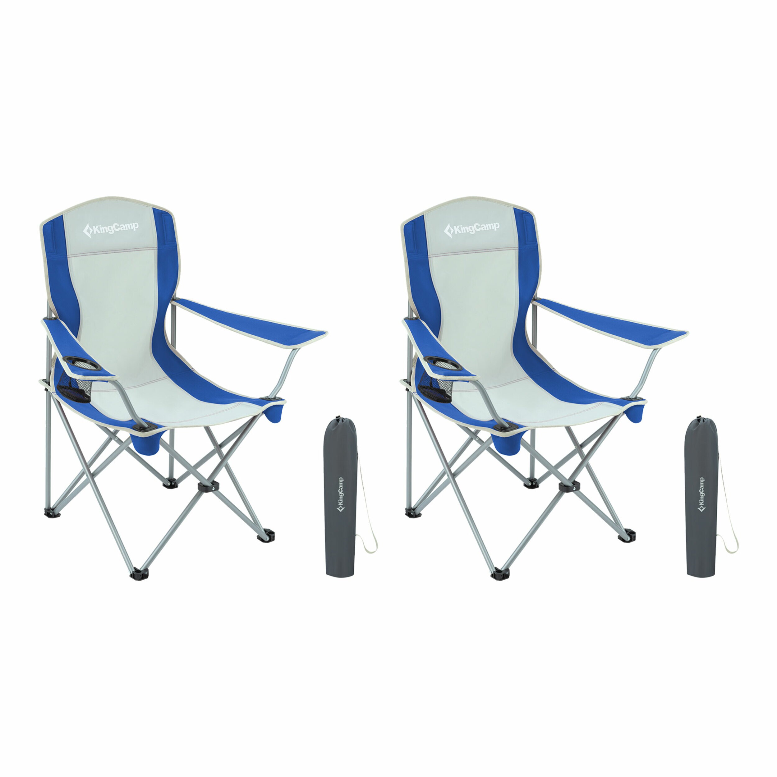 KingCamp 404090 Polyester Blue/White Folding Camping chair Adjustable and Carrying Strap/Handle Included