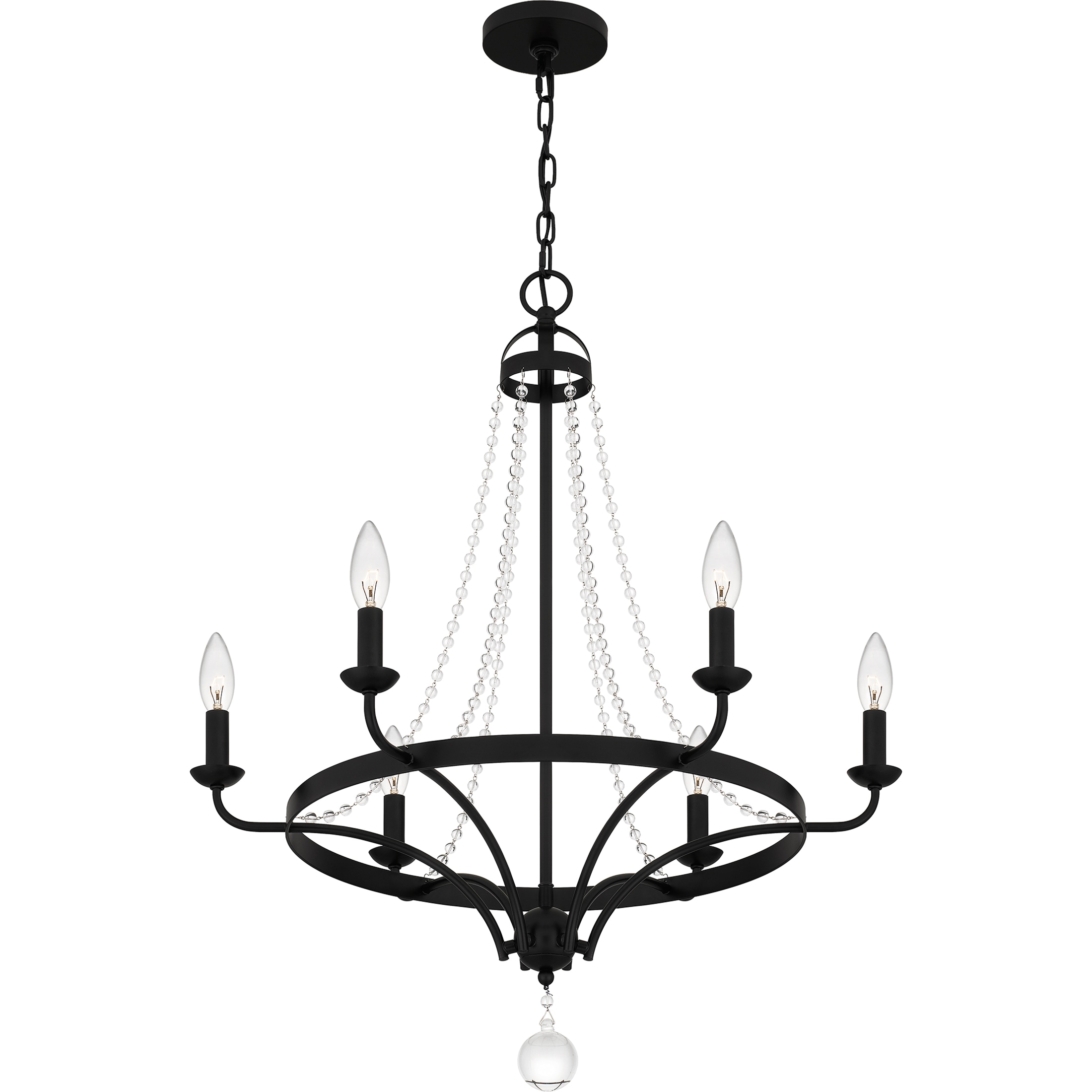 Quoizel Adelaide 6-Light Matte Black Transitional Damp Rated Chandelier ...