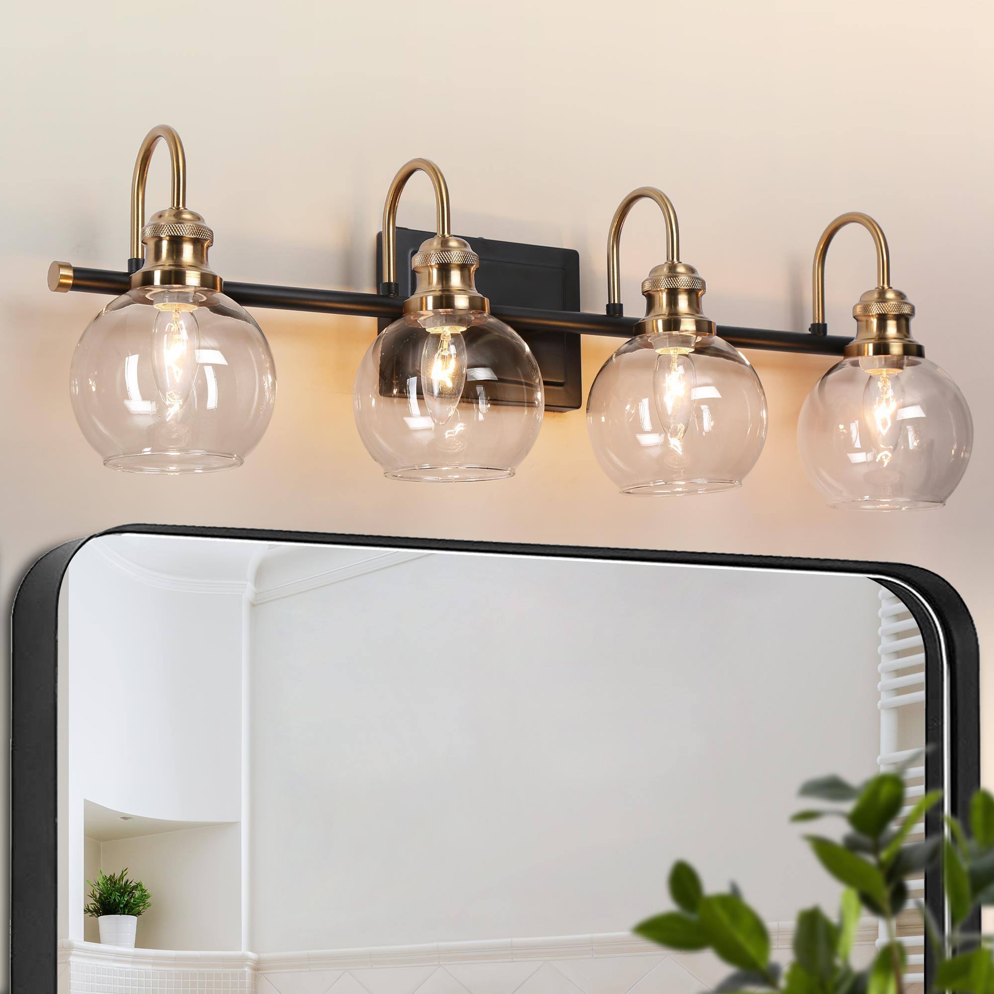 ZEVNI L3RAYN6NW70W4S58 Adora 28-in 4 -Light Matte Black Transitional Vanity light bar