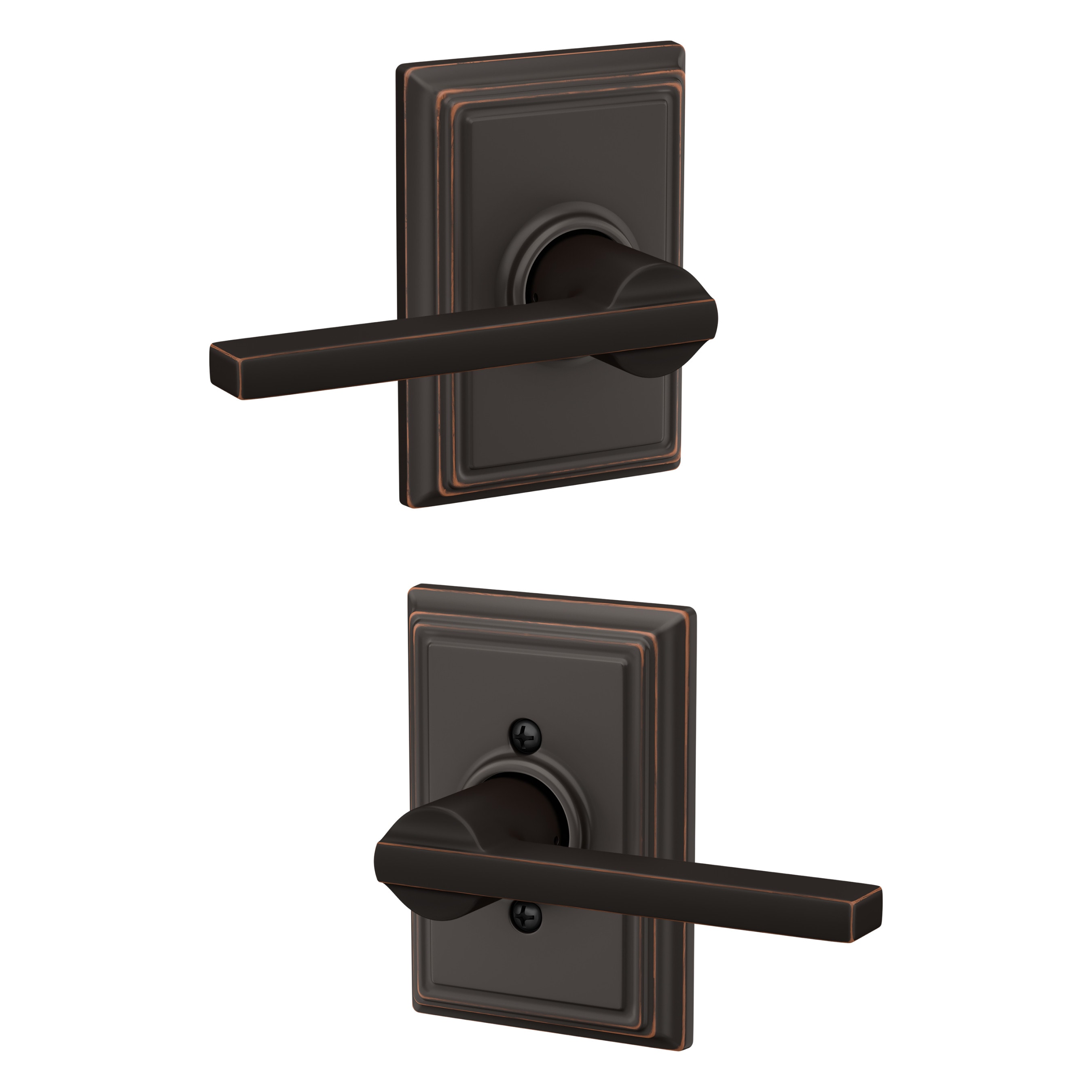 Schlage F10 LAT 716 ADD Latitude-Addison Aged Bronze Universal Interior/Exterior Hall/Closet Passage Door Handle