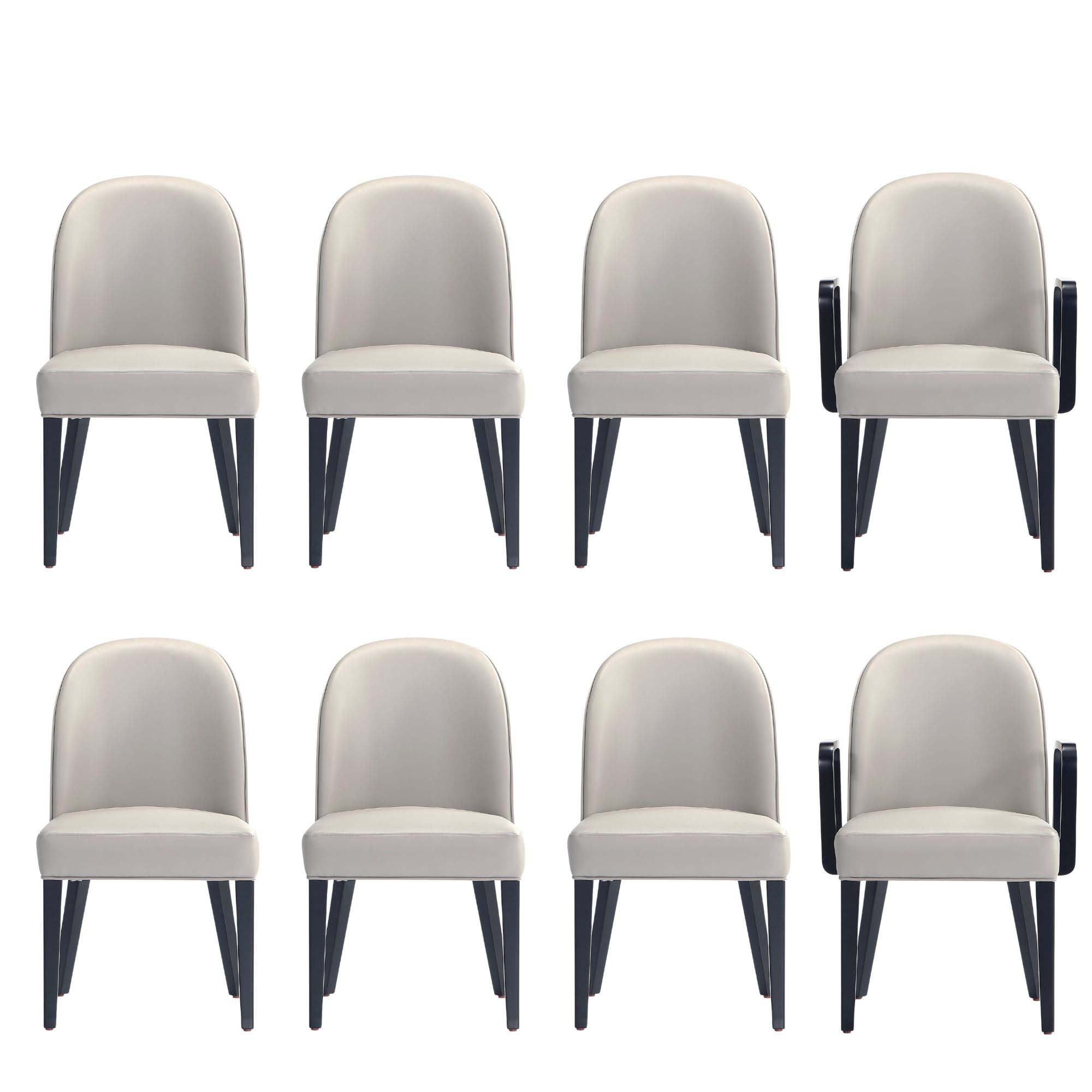 Hillman Light Gray Faux Leather Upholstered Arm Chair Set with Wood Frame