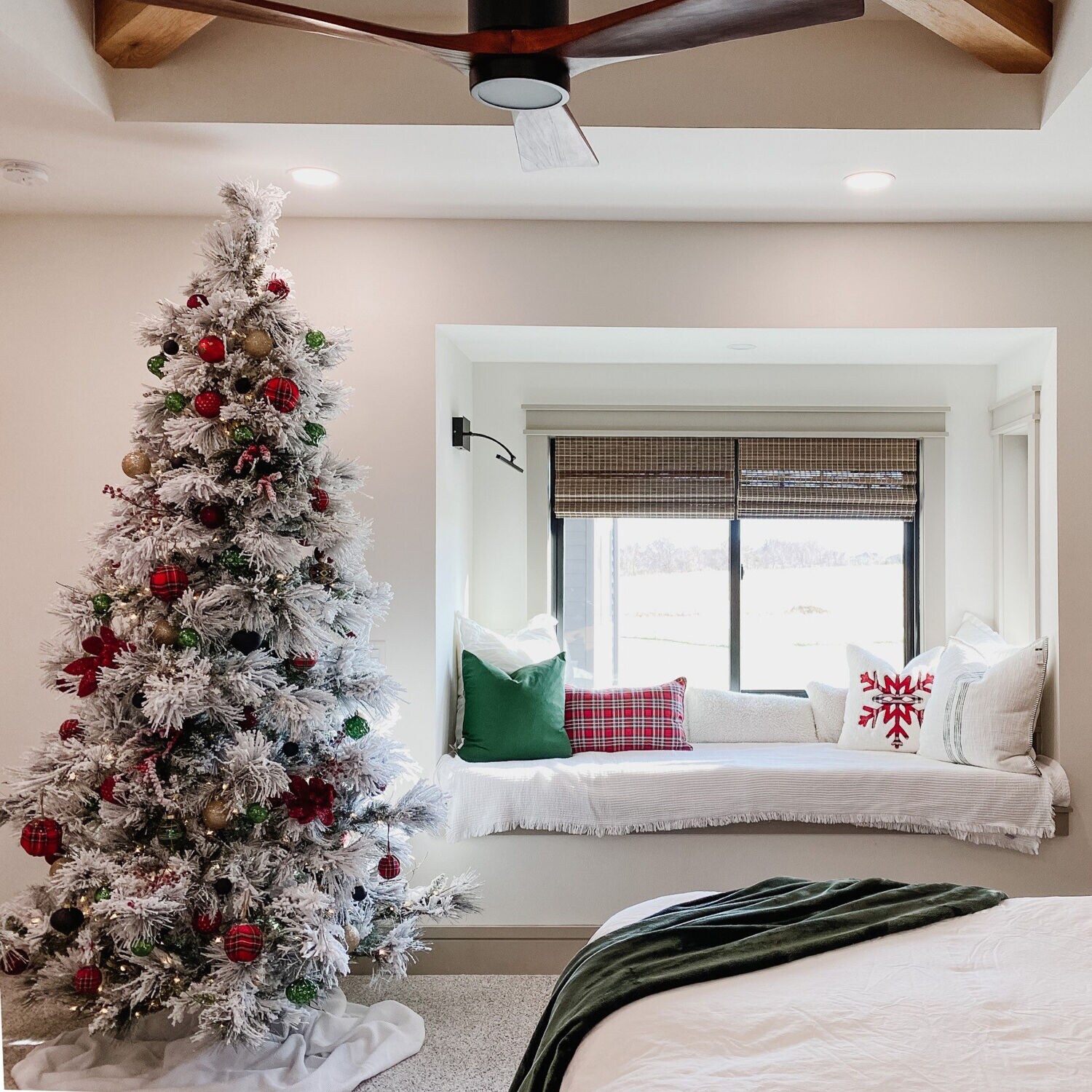 6.5-Foot Snowy Pine Flocked Christmas Tree with White Lights