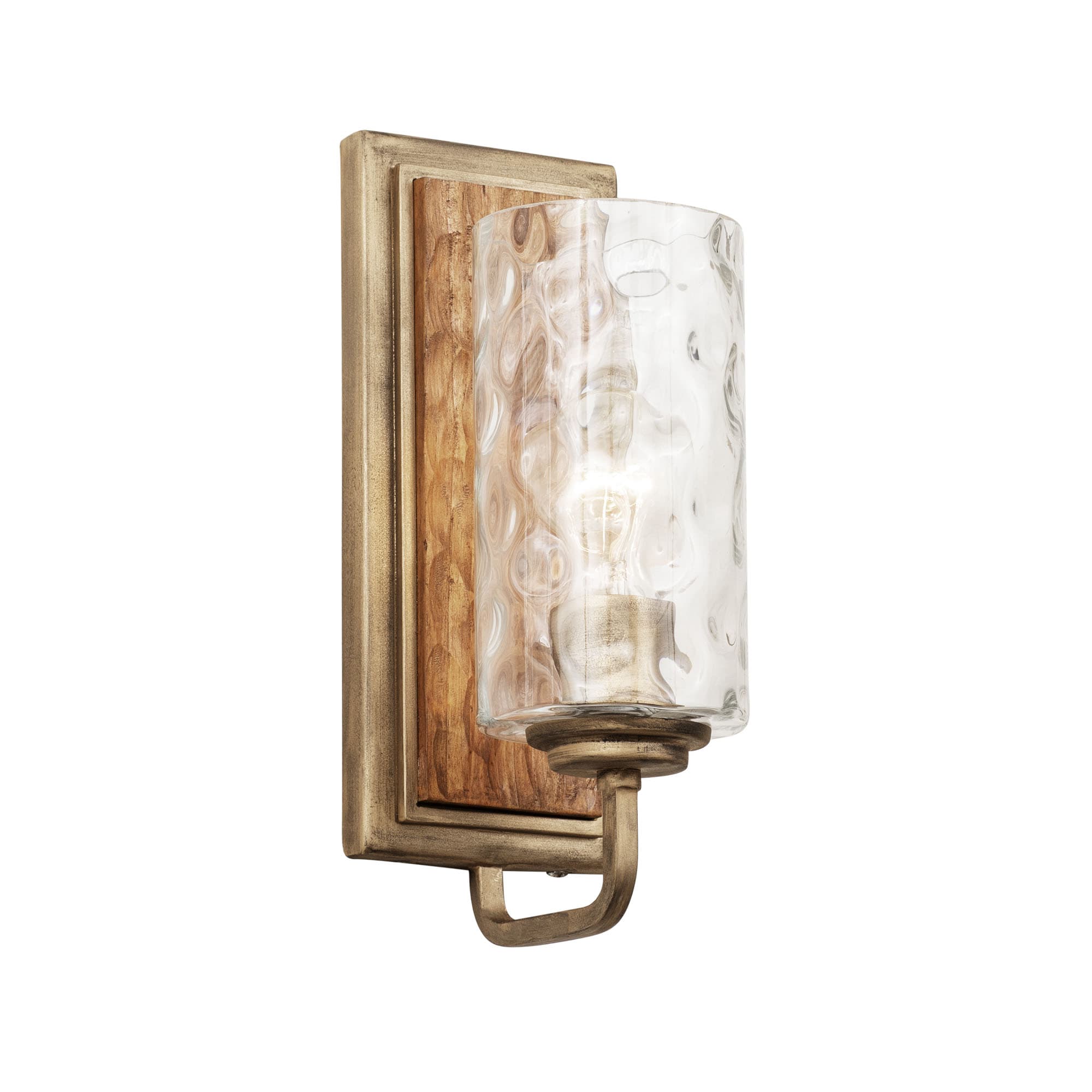 Havana Gold 12" Urban Rustic Dimmable Wall Sconce with Thumbprint Glass