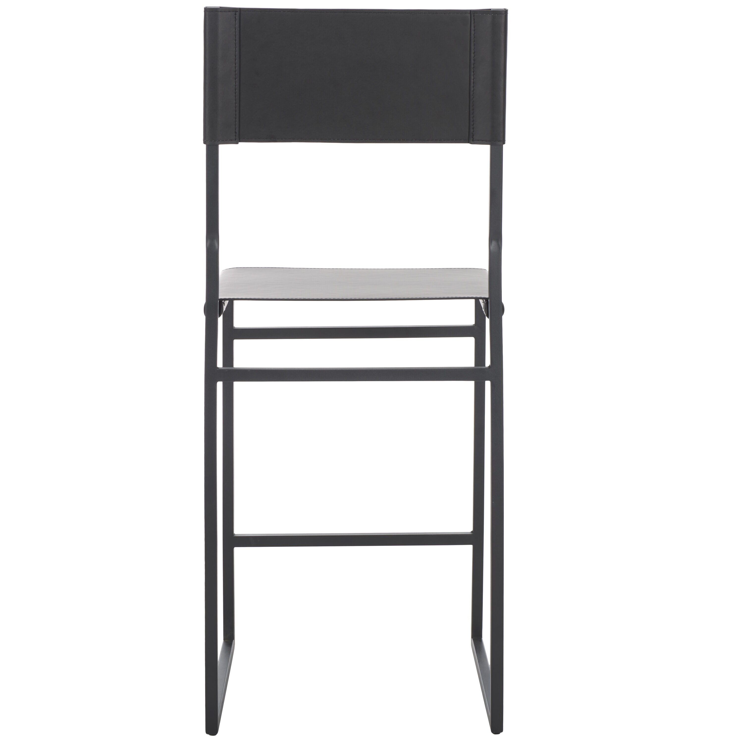 Layne Black Leather and Metal Minimalist Counter Stool