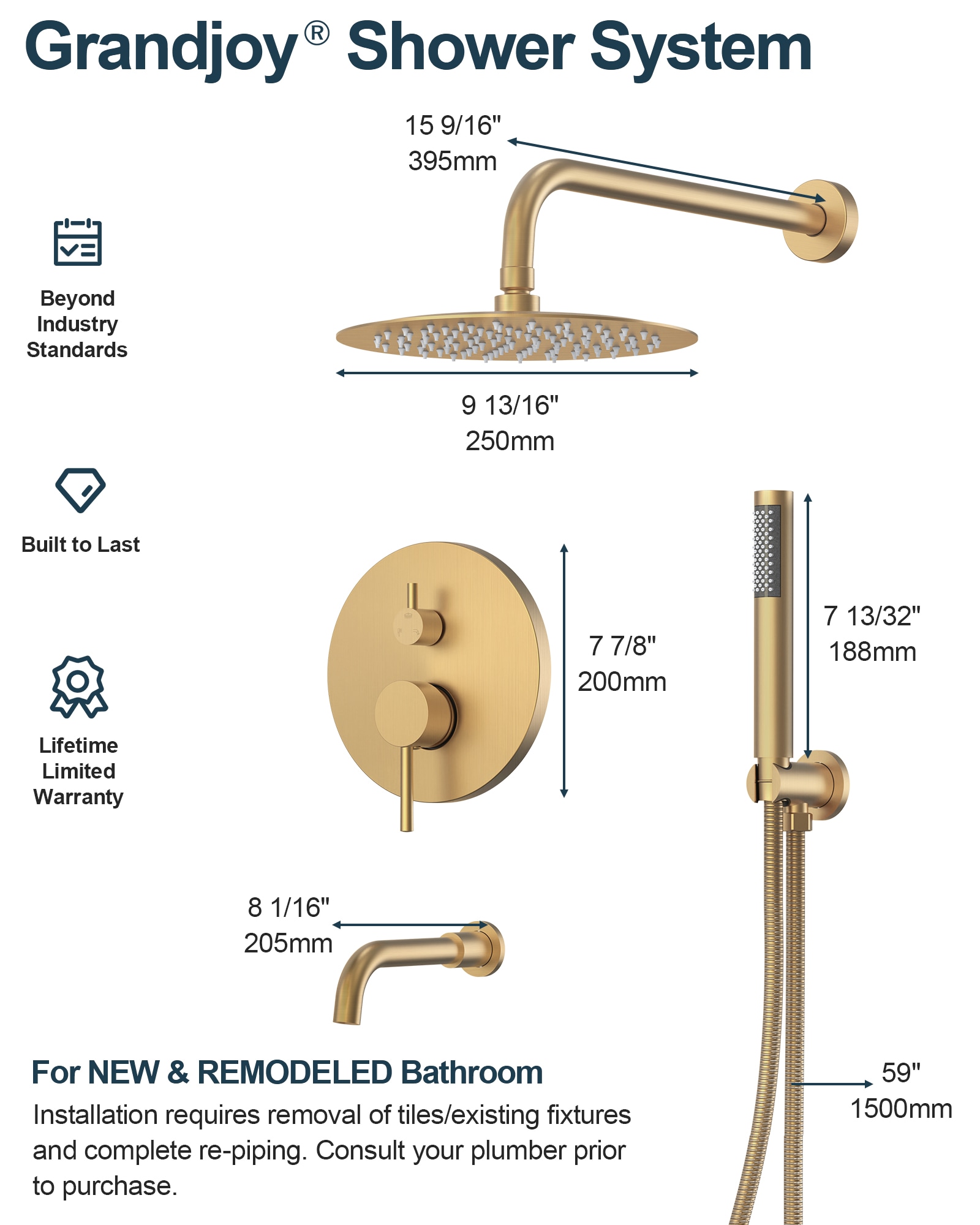 GRANDJOY SGF66GJ-12-BG10 Tub-Shower-Faucets - View #10