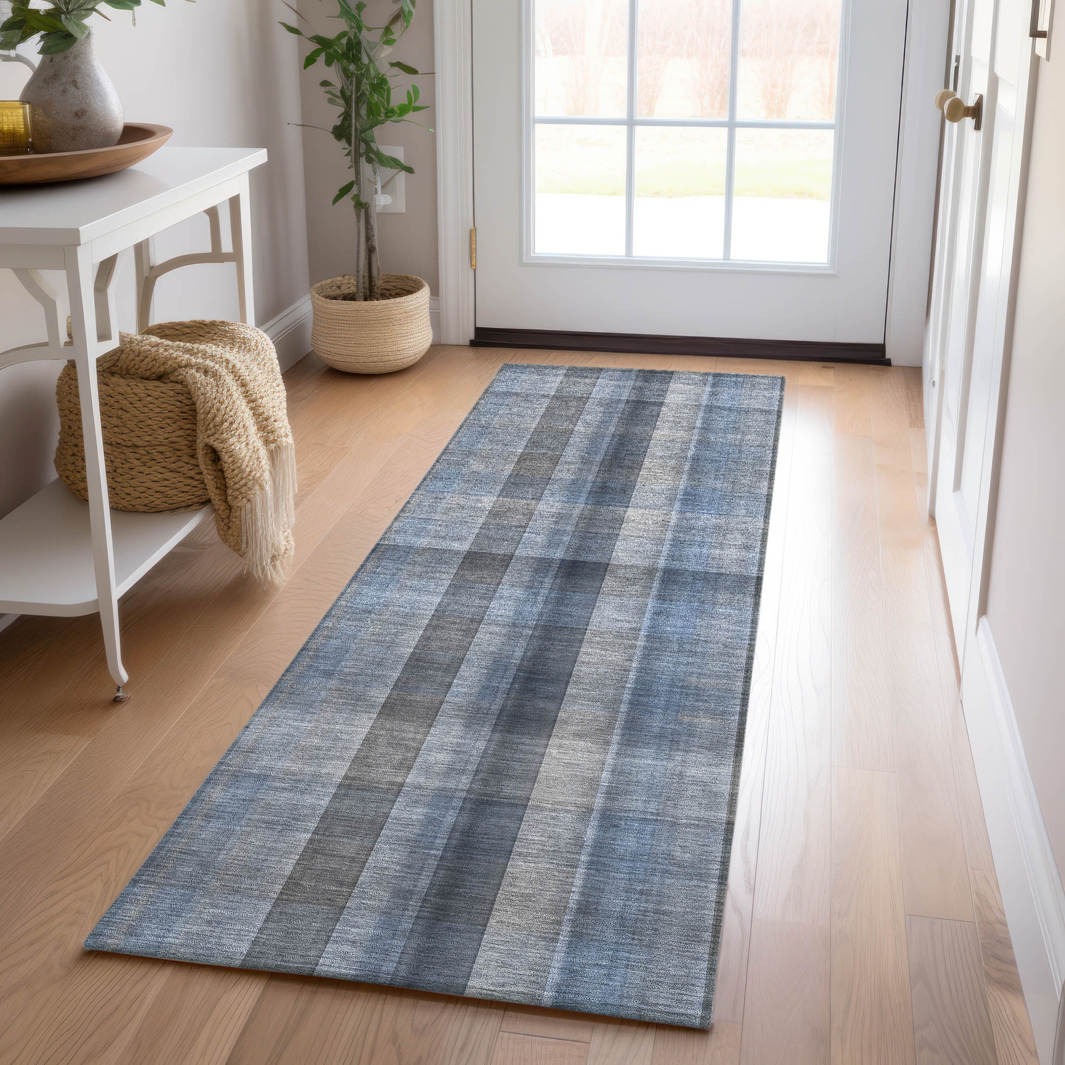 Addison Rugs ACN548BU2X8 Chantille ACN548BU 2 x 7 (ft) Polyester Blue Rectangular Indoor/Outdoor Stripe Machine washable Area rug