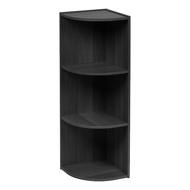 IRIS Book-Case Gray Wood 3-Shelf Corner Bookcase (11.43-in W x 34.63-in ...