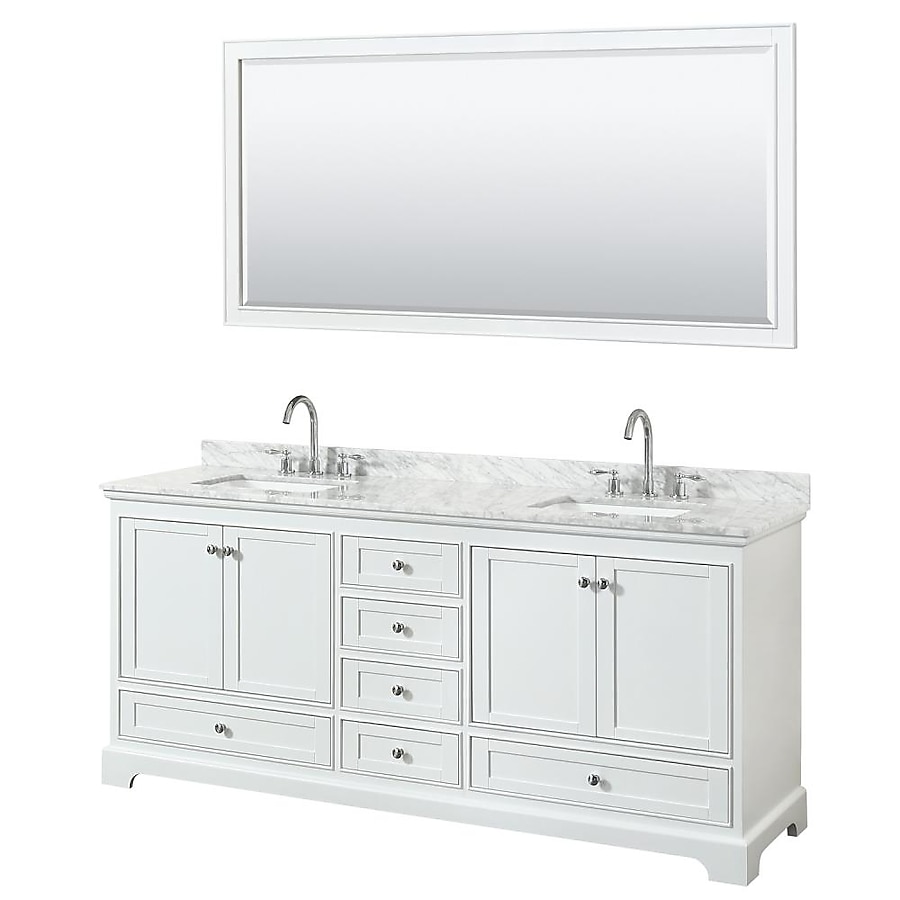 Wyndham Collection Deborah 80-in White Bathroom Vanity Cabinet (Mirror Included) Wyndham Collection Deborah 80-in White Bathroom Vanity Cabinet (Mirror Included)