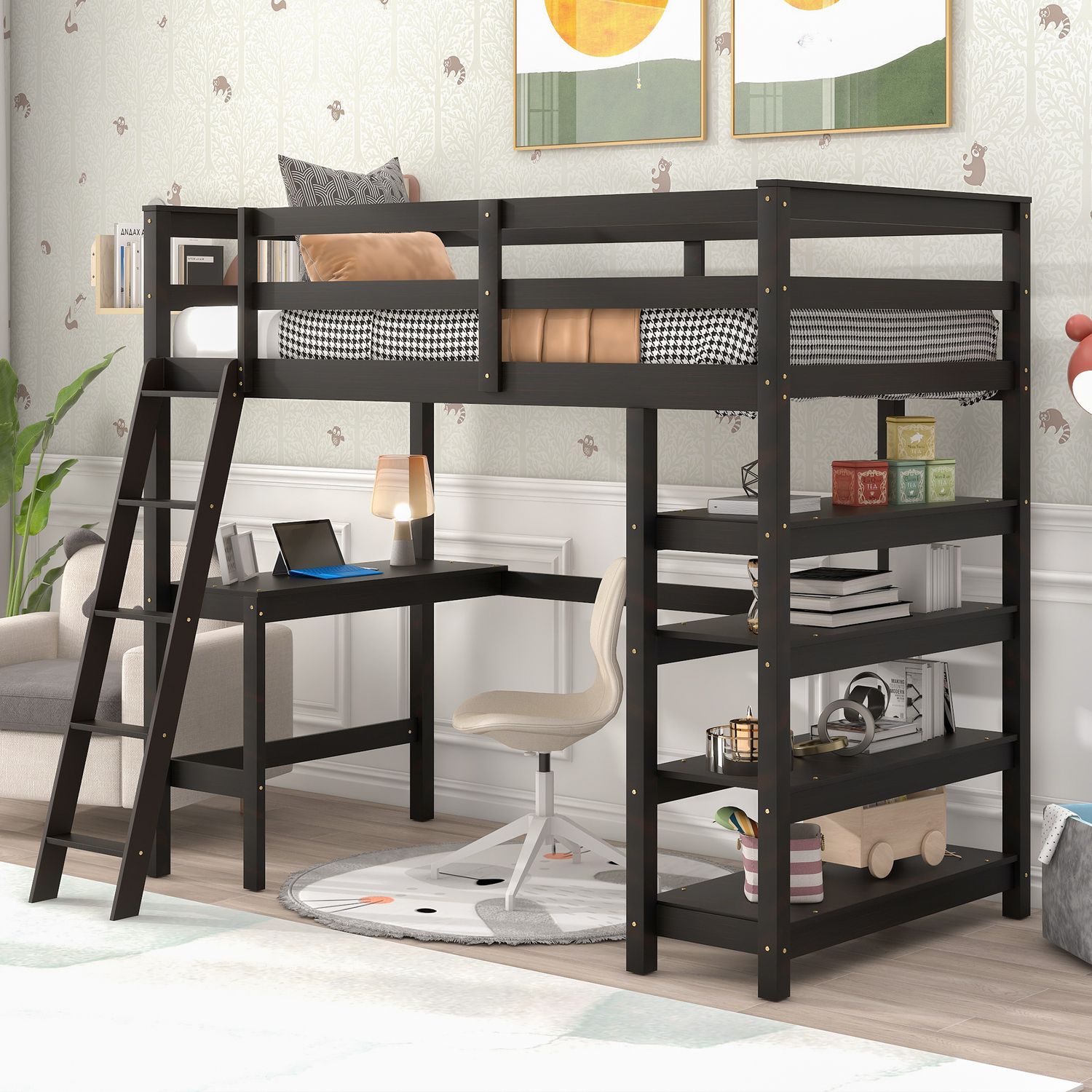 JASMODER W504S00057 Espresso Twin Composite Platform Bed