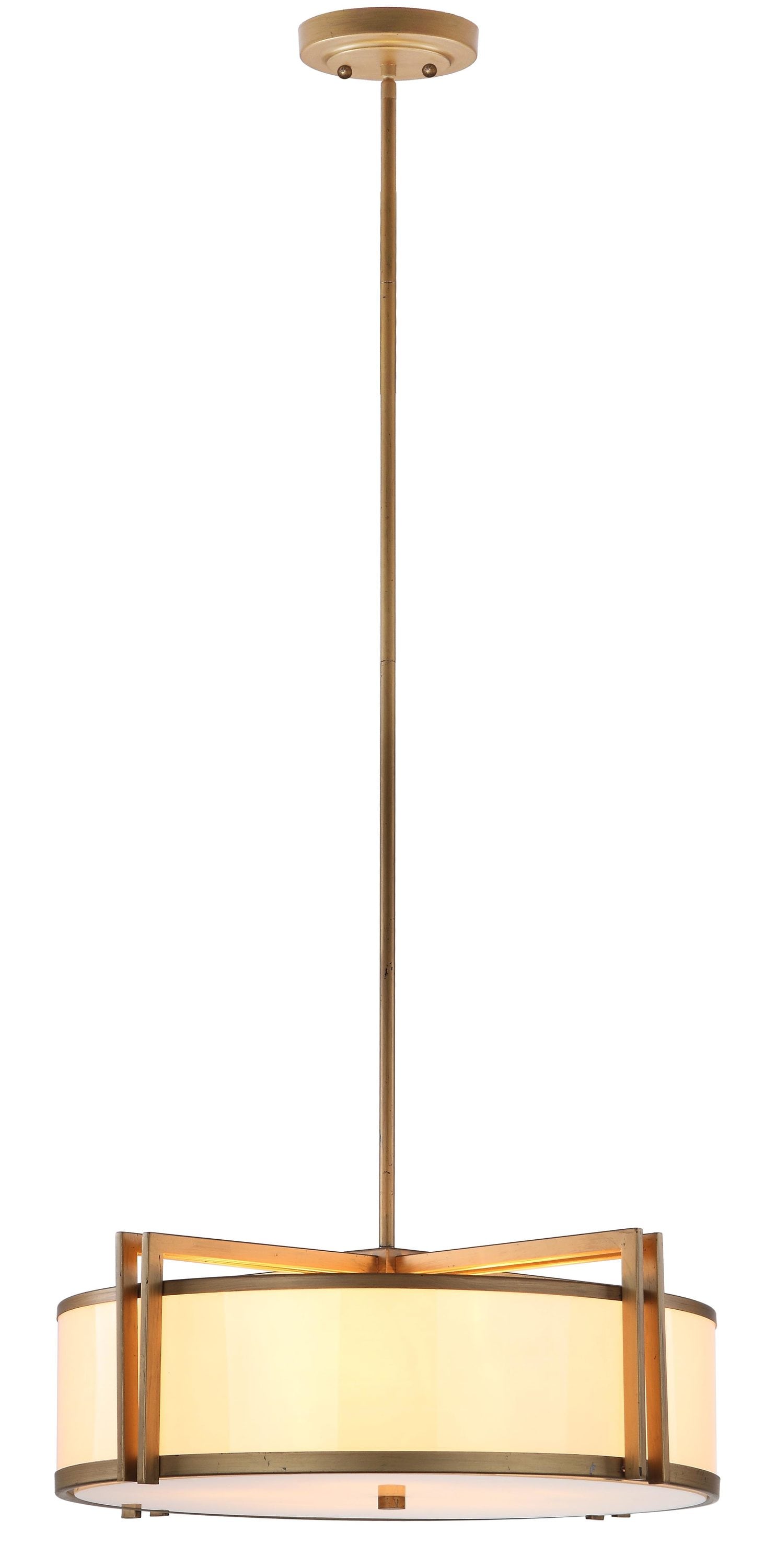 Elegant Contemporary 21" Gold and Gray Drum Pendant Light