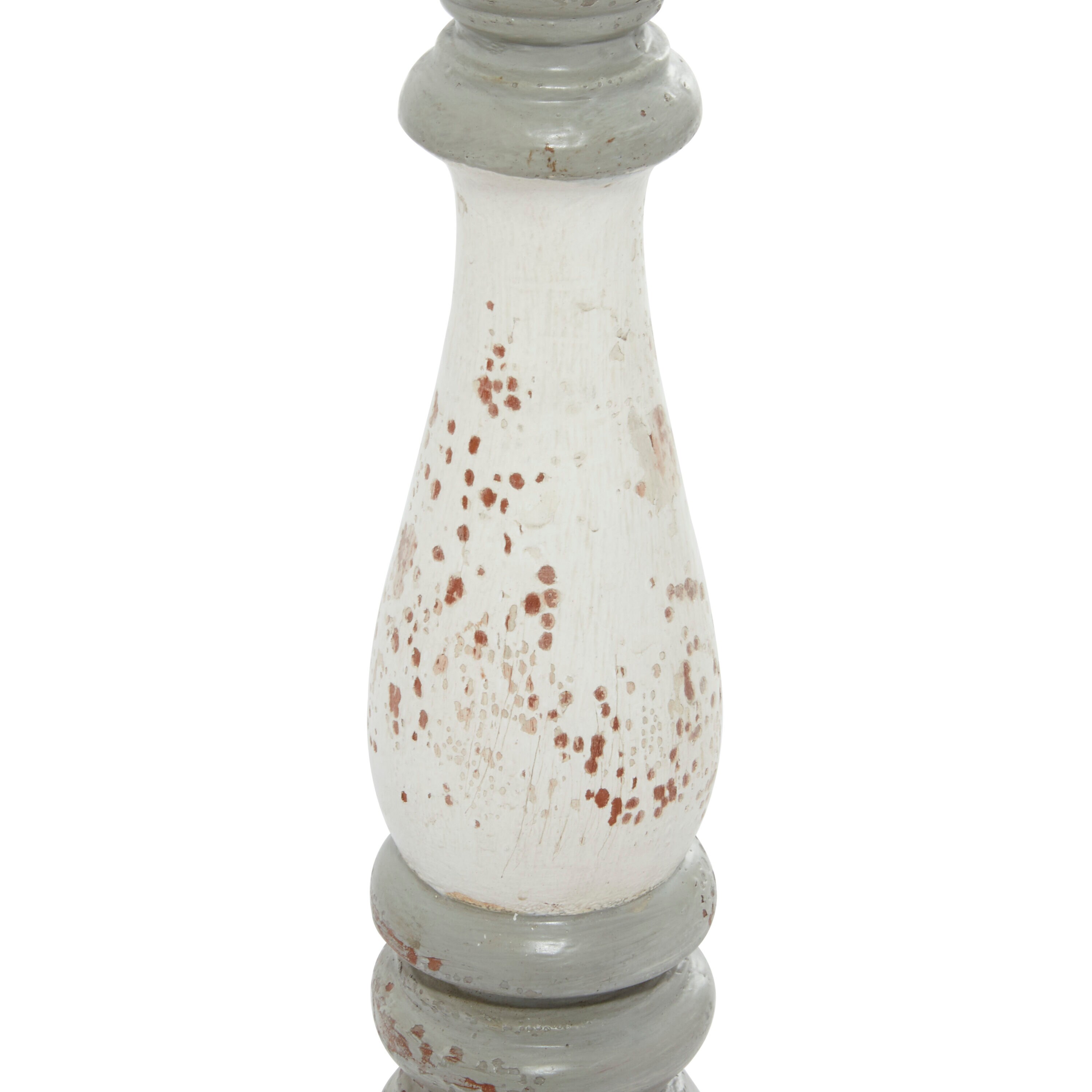 Gray and White Distressed Wood Pillar Candle Holders, Set of 3